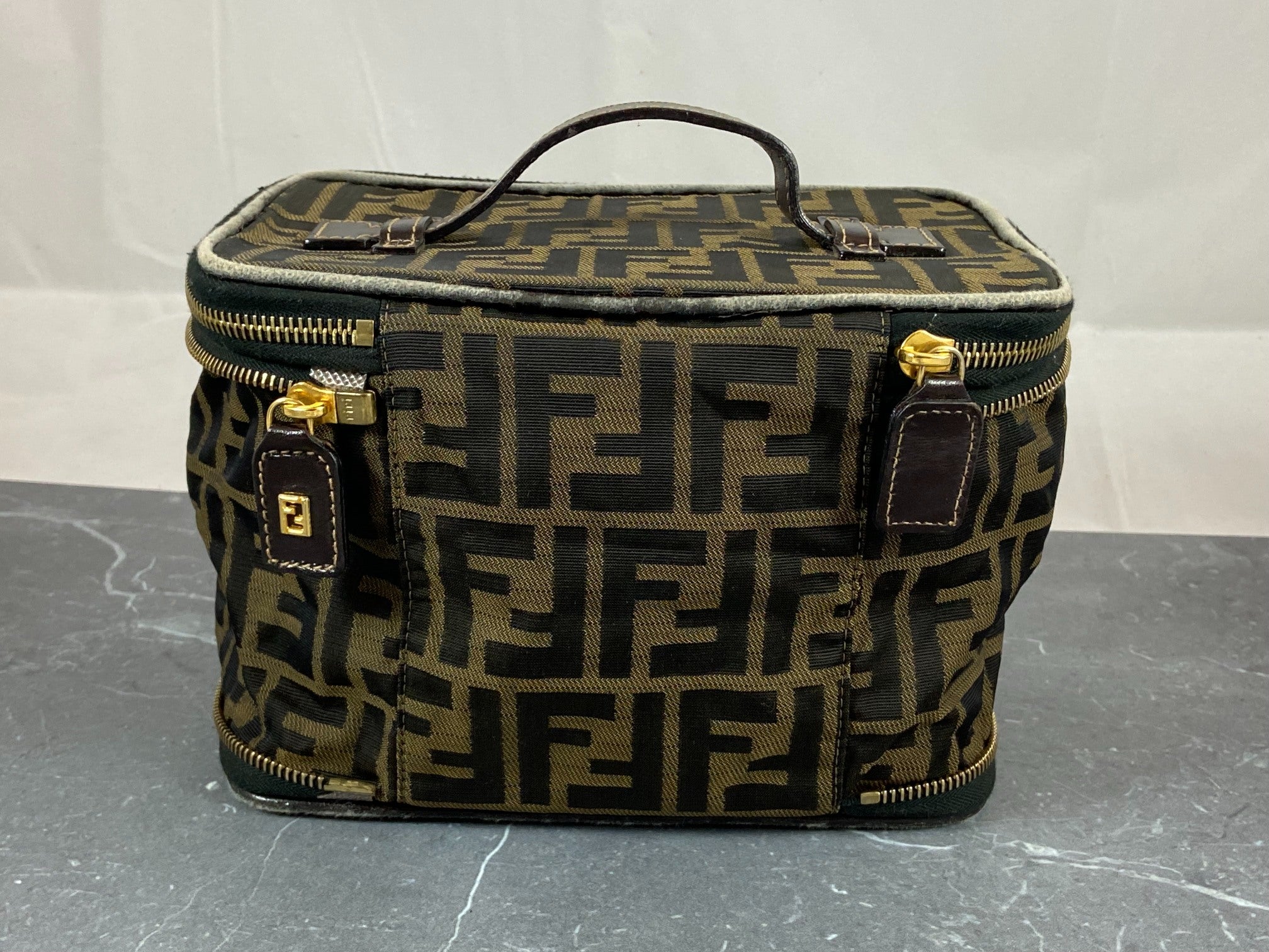 Fendi Vanity Bag Tabacco Brown Zucca Monogram