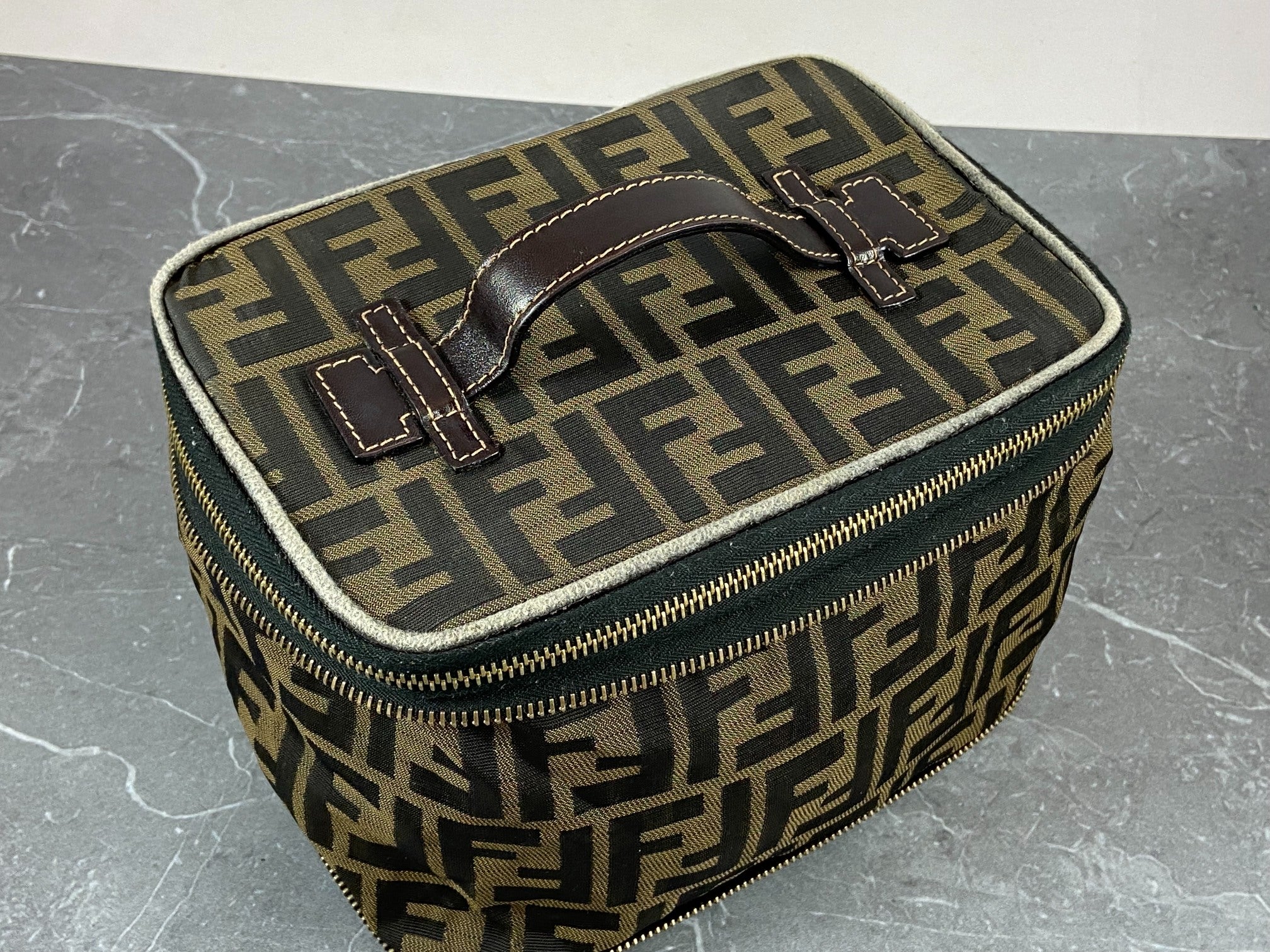 Fendi Vanity Bag Tabacco Brown Zucca Monogram
