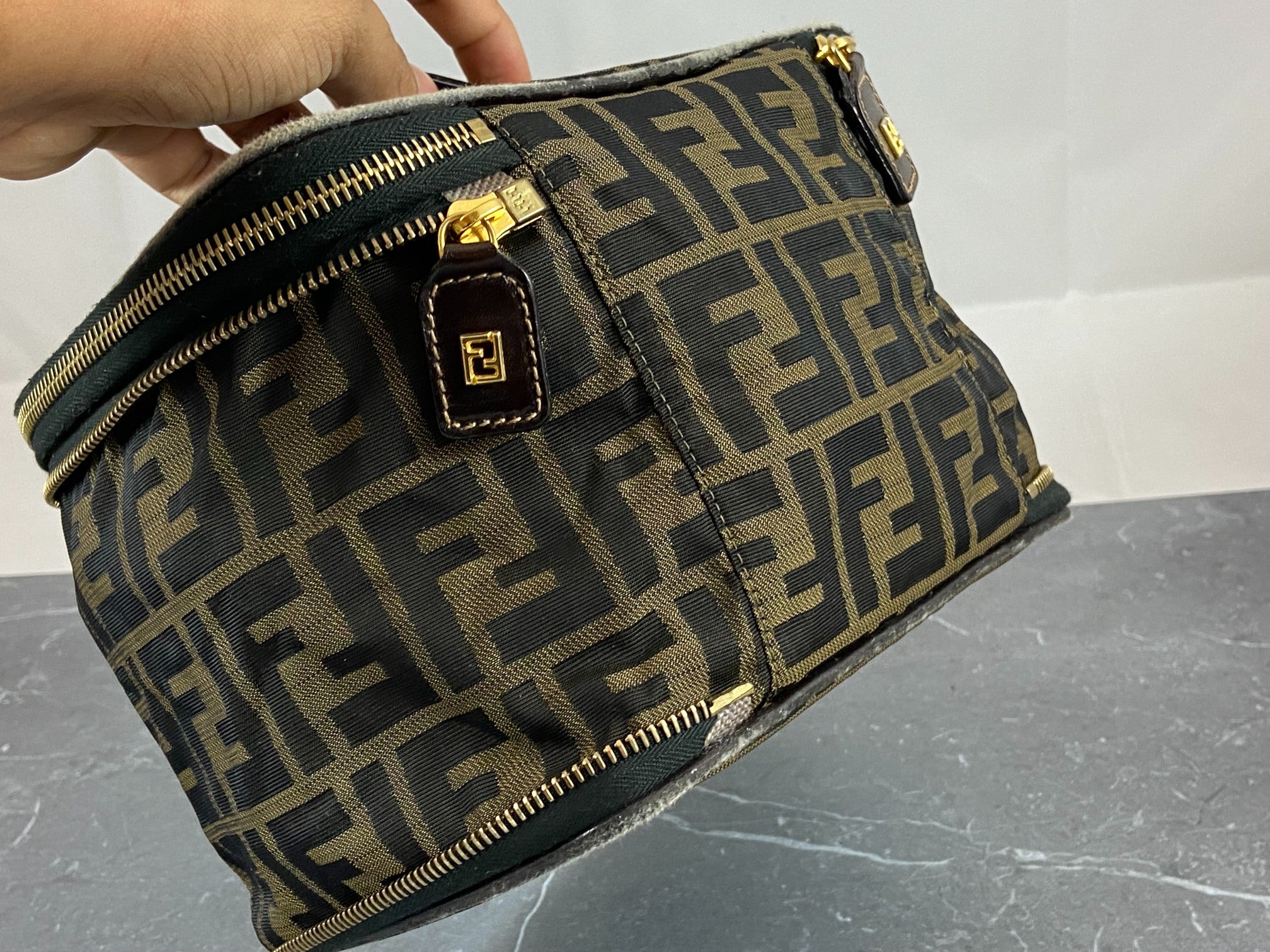 Fendi Vanity Bag Tabacco Brown Zucca Monogram