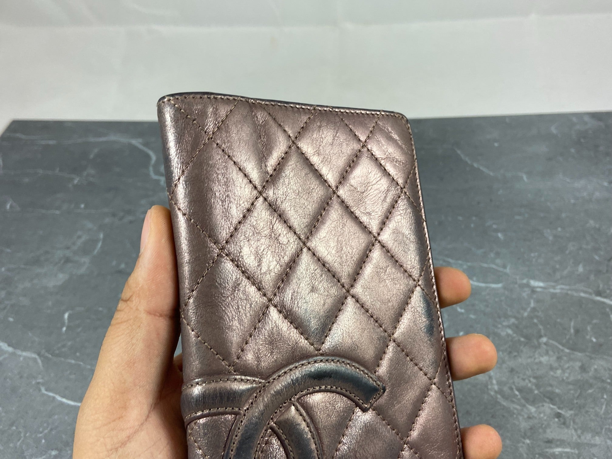 Chanel Cambon Long Bifold Wallet Rosé Quilted Leather