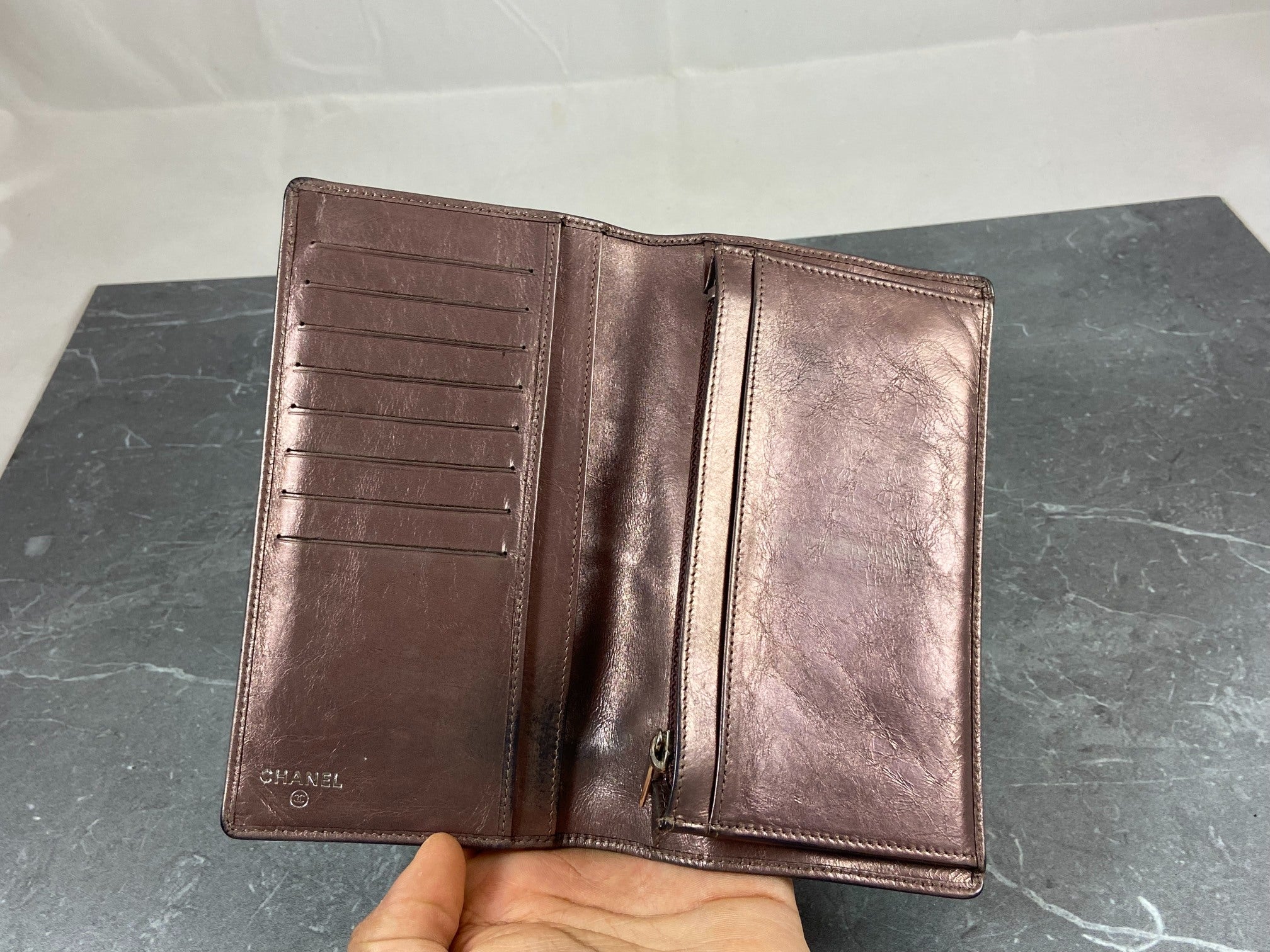 Chanel Cambon Long Bifold Wallet Rosé Quilted Leather