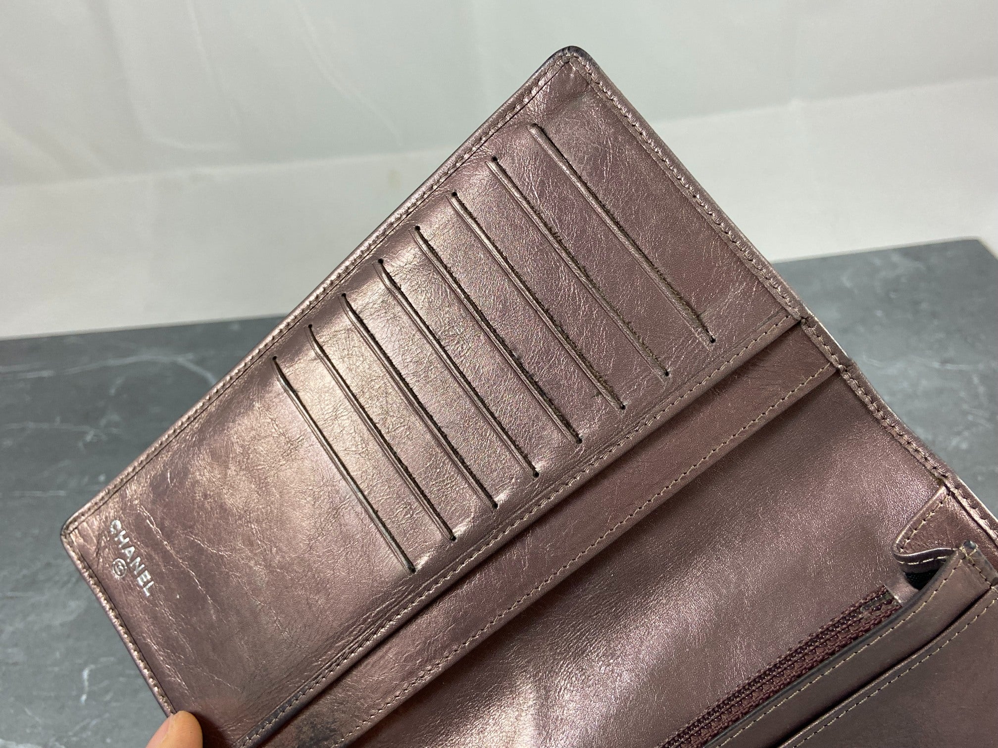 Chanel Cambon Long Bifold Wallet Rosé Quilted Leather