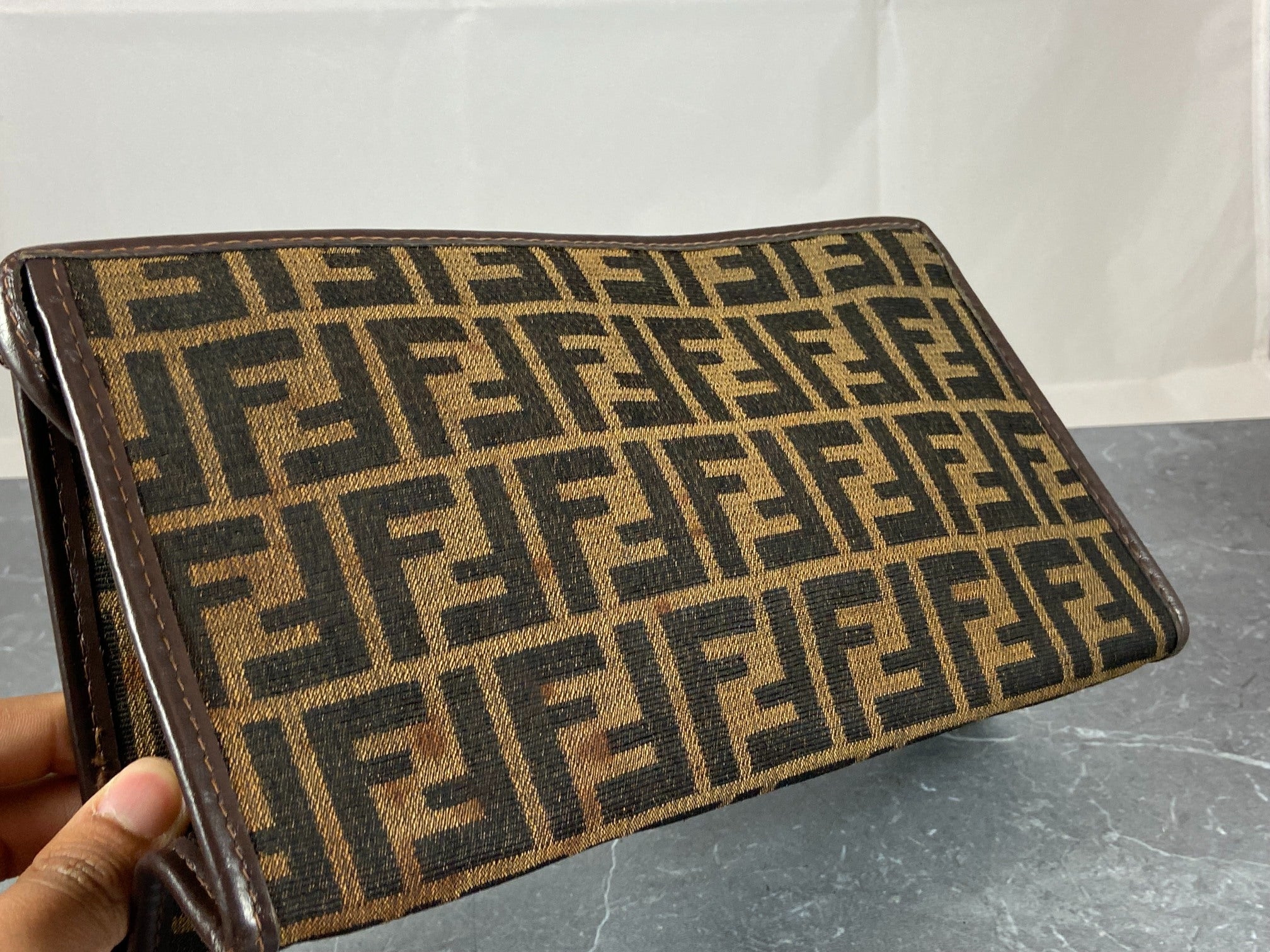 Fendi Cosmetic Pouch Tabacco Brown Zucca Monogram