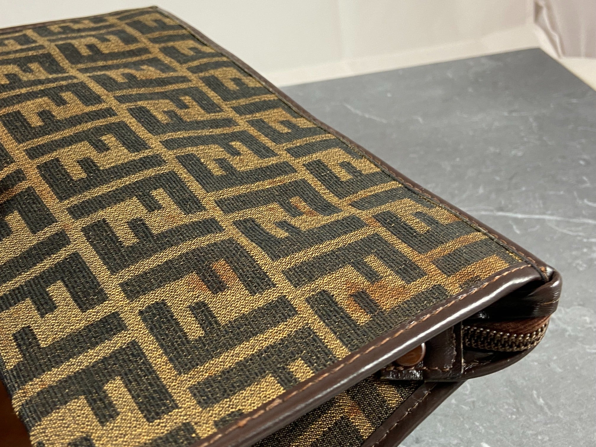 Fendi Cosmetic Pouch Tabacco Brown Zucca Monogram