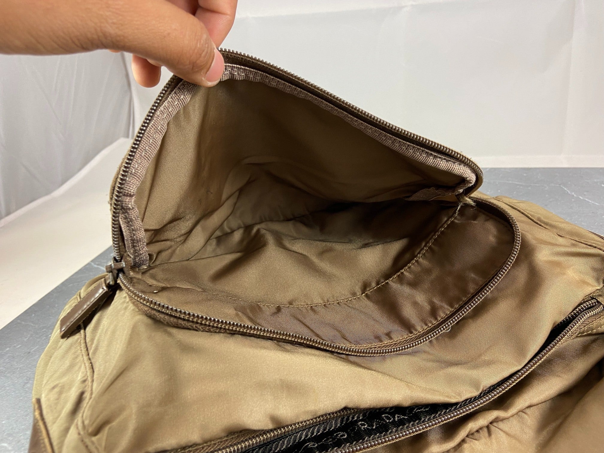 Prada Tessuto Nylon Shoulder / Messenger Bag Brown