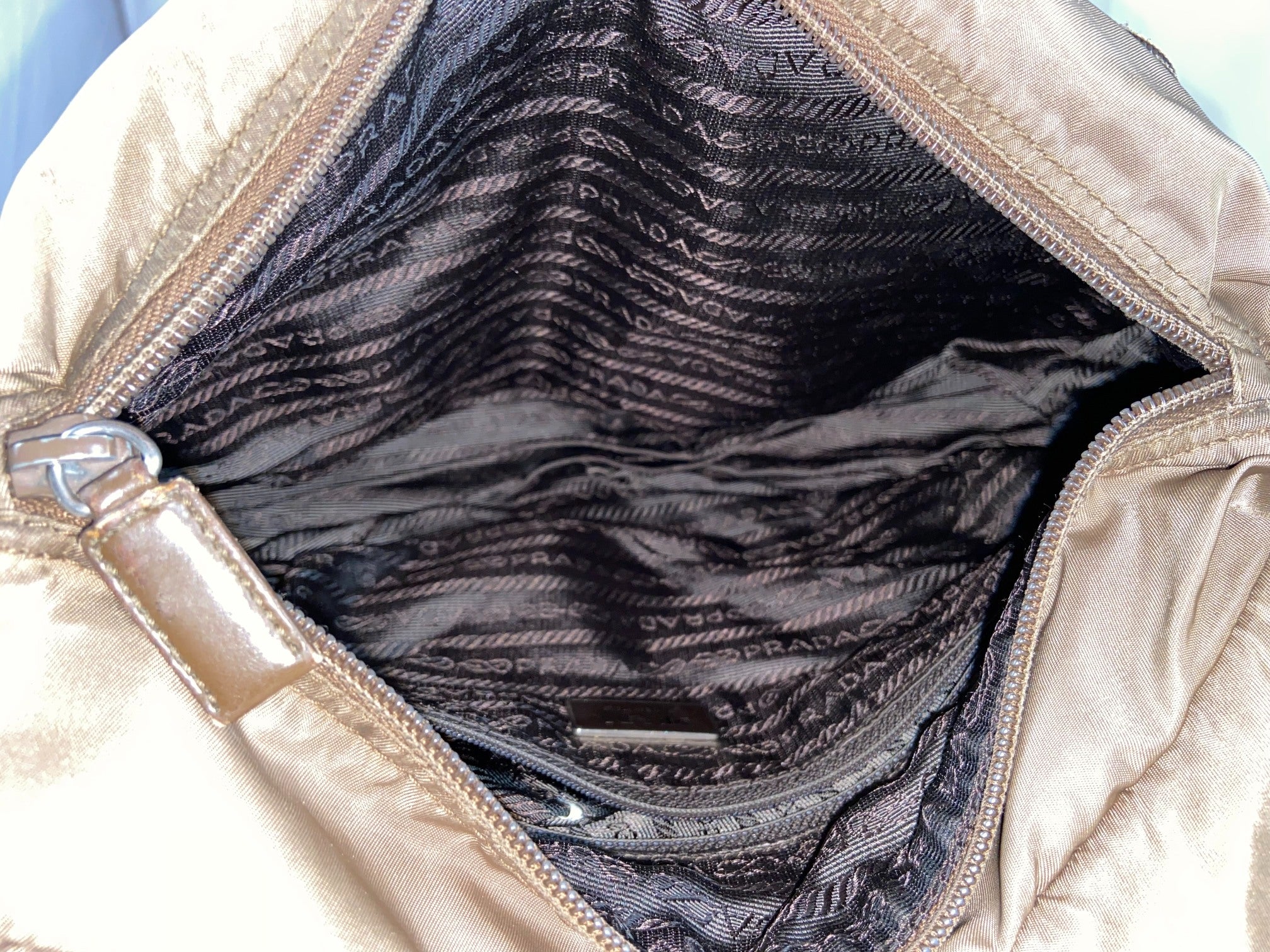 Prada Tessuto Nylon Shoulder / Messenger Bag Brown