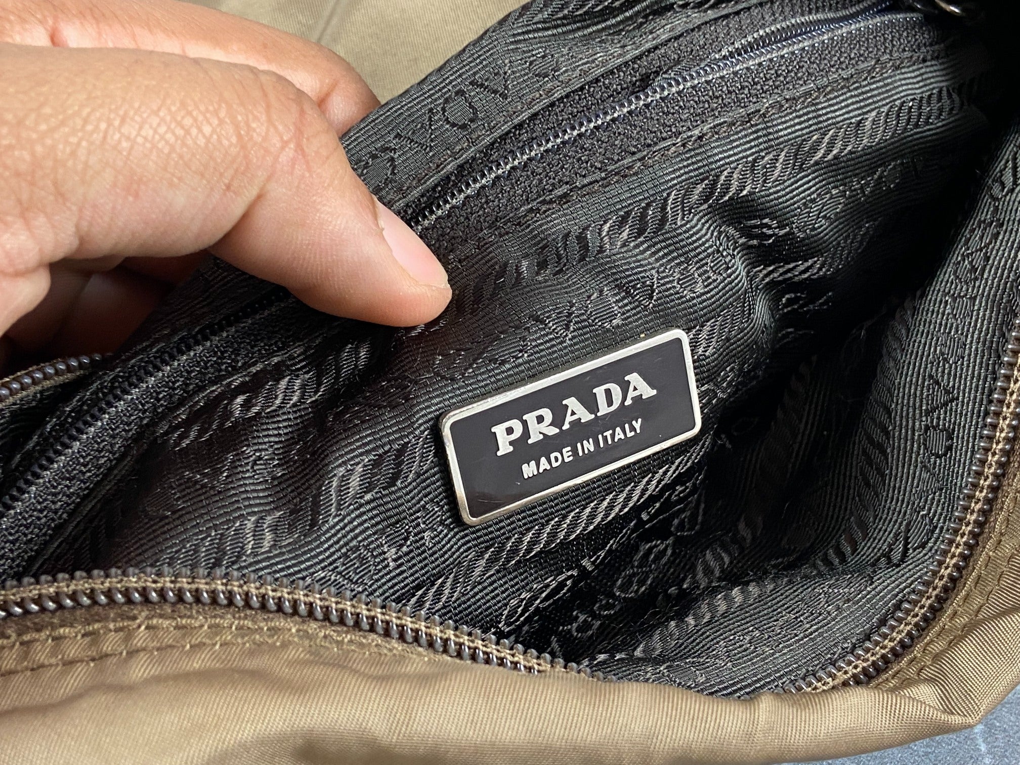 Prada Tessuto Nylon Shoulder / Messenger Bag Brown