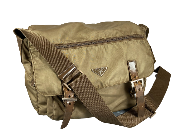 Prada Tessuto Nylon Shoulder Messenger Bag Brown - Main Image