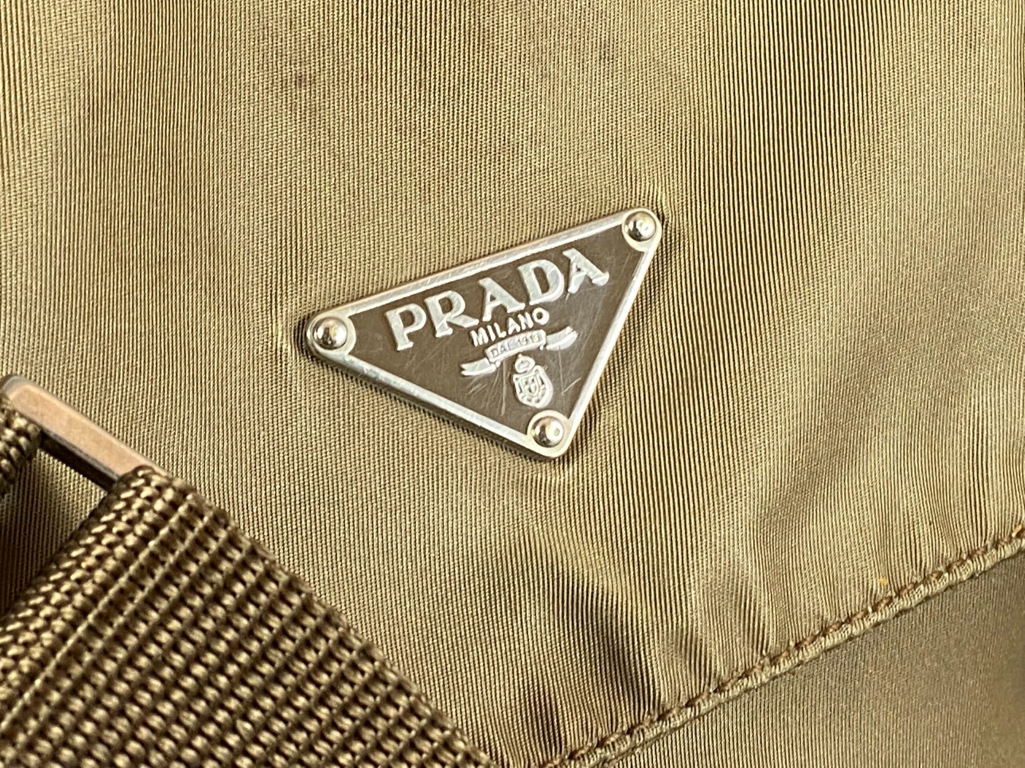 Prada Tessuto Nylon Shoulder / Messenger Bag Brown