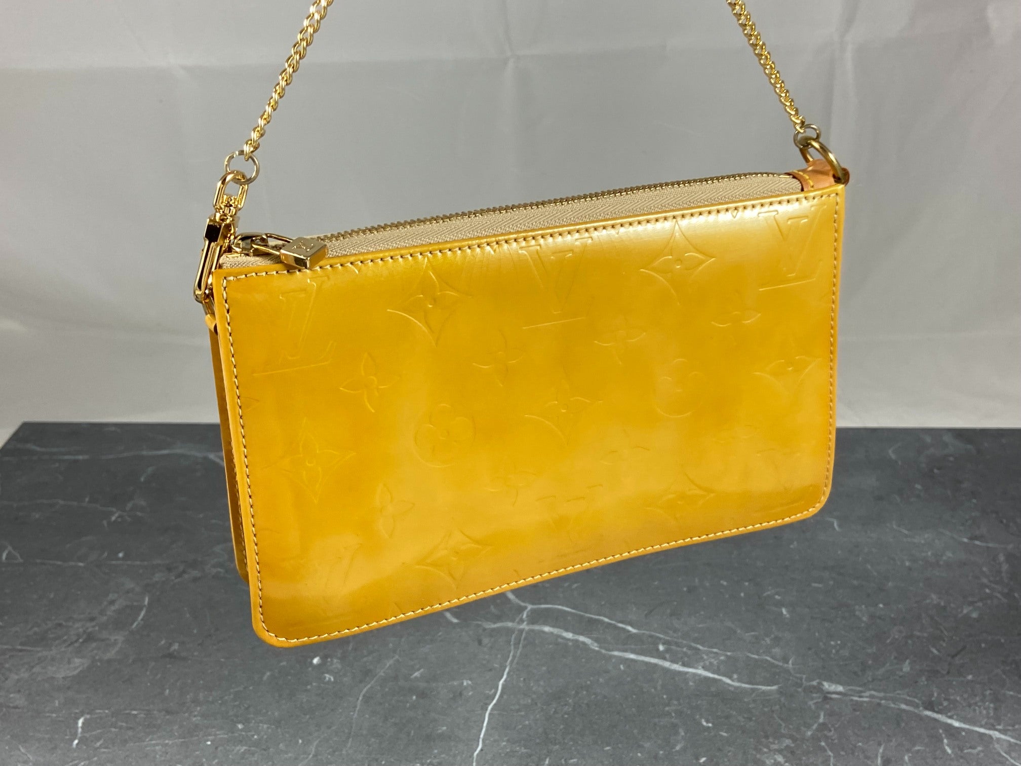 Louis Vuitton Pochette Lexington Yellow Vernis Monogram Leather