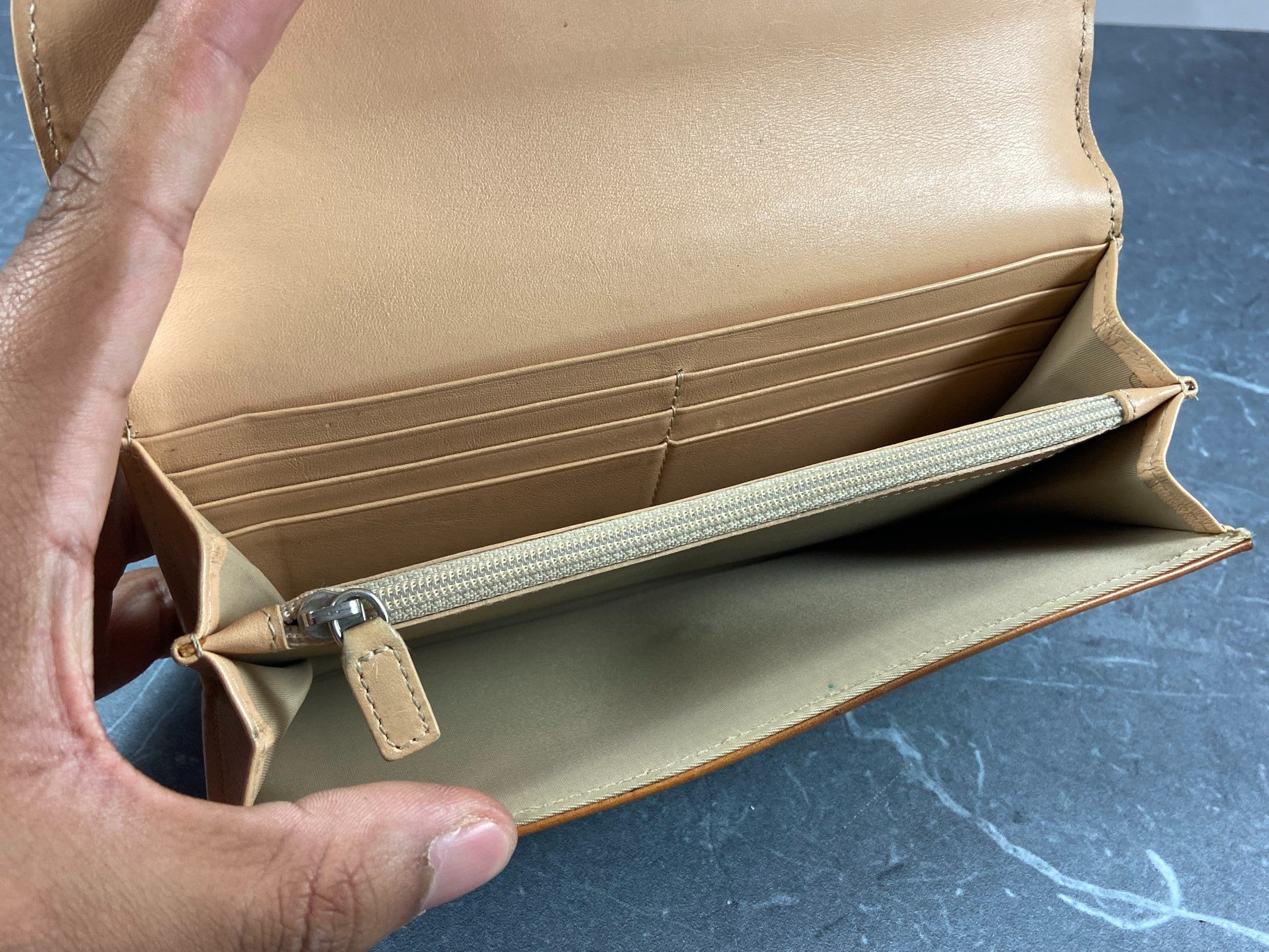 Christian Dior Heart Long Wallet beige Trotter Monogram