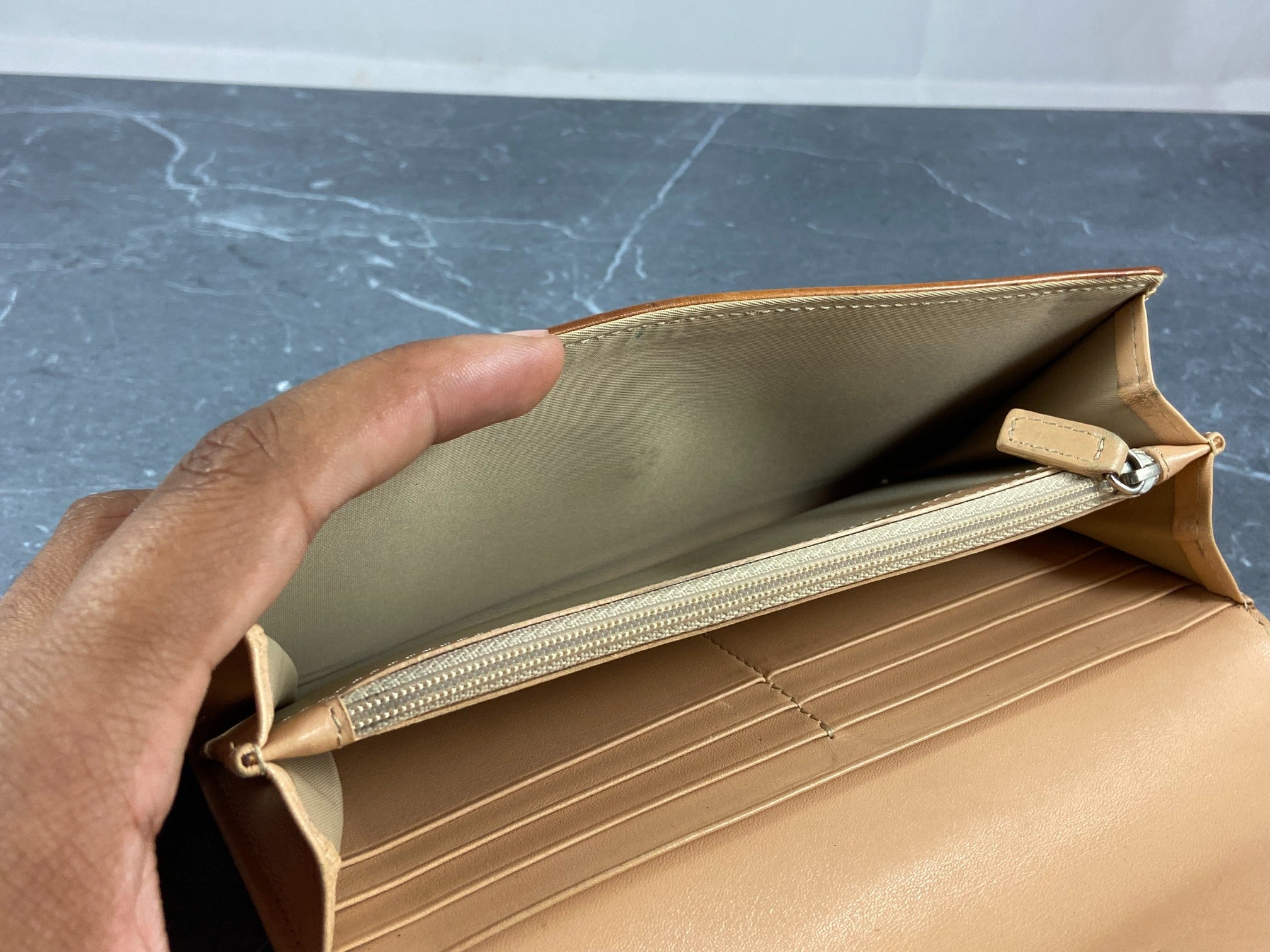 Christian Dior Heart Long Wallet beige Trotter Monogram