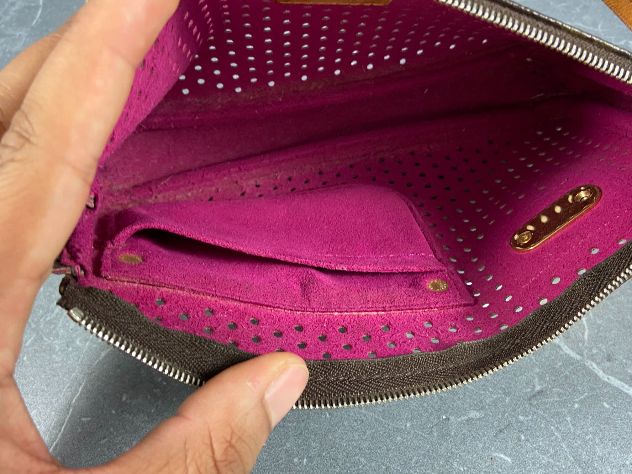 Louis Vuitton Perforated Pochette Accessoires Monogram Canvas Fuchsia