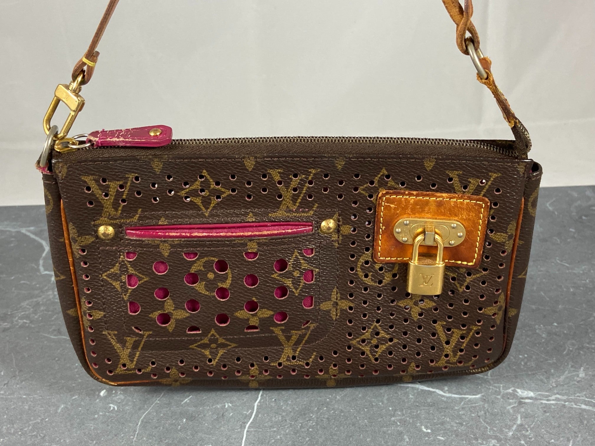 Louis Vuitton Perforated Pochette Accessoires Monogram Canvas Fuchsia