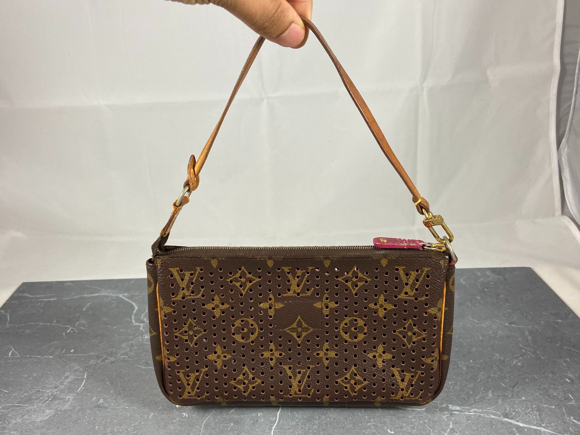Louis Vuitton Perforated Pochette Accessoires Monogram Canvas Fuchsia