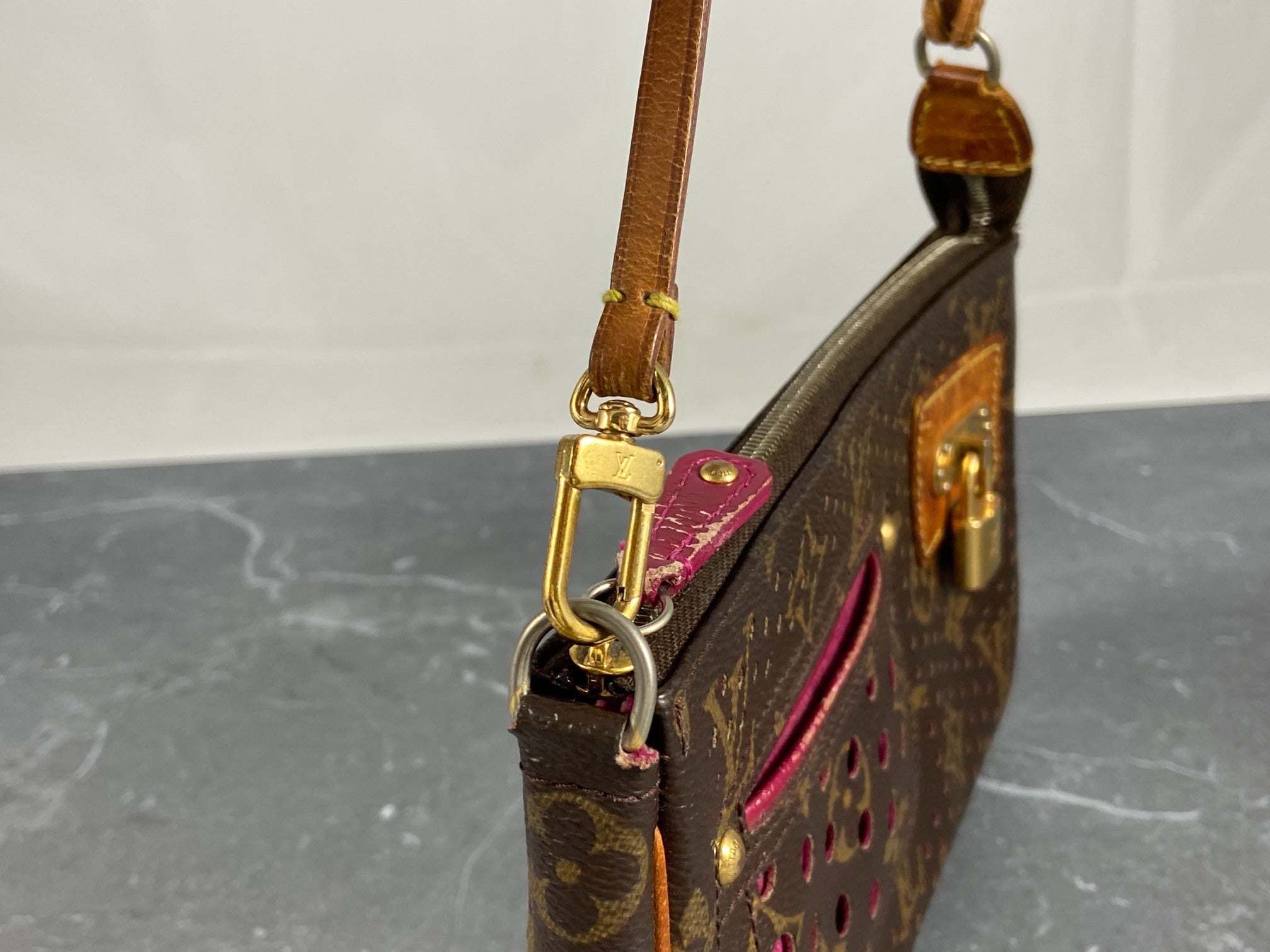 Louis Vuitton Perforated Pochette Accessoires Monogram Canvas Fuchsia