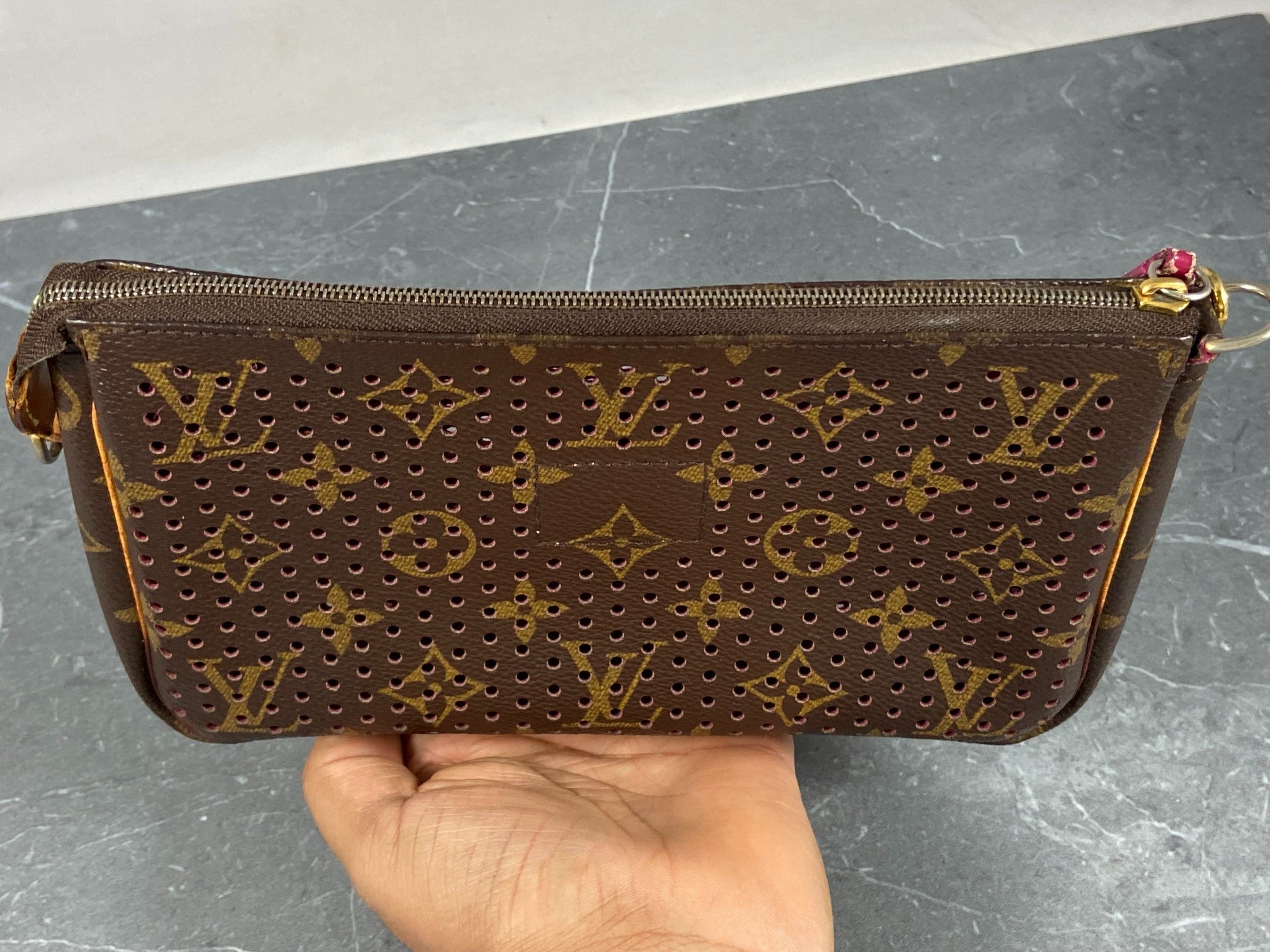 Louis Vuitton Perforated Pochette Accessoires Monogram Canvas Fuchsia