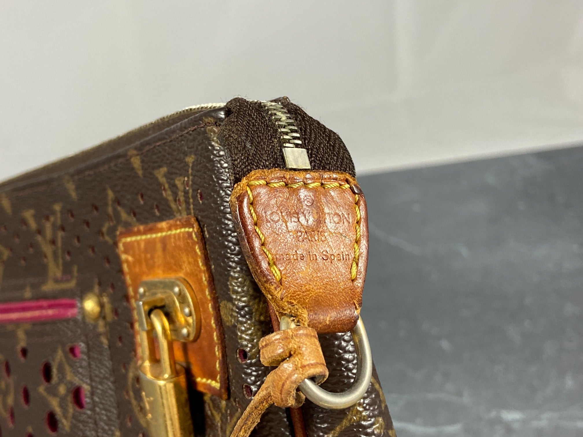 Louis Vuitton Perforated Pochette Accessoires Monogram Canvas Fuchsia