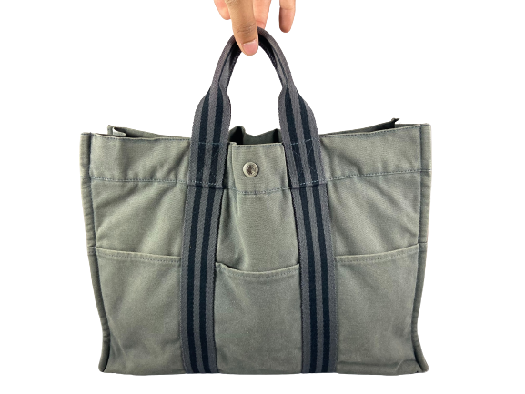 Hermès Fourre Tout MM Cotton Bag Grey