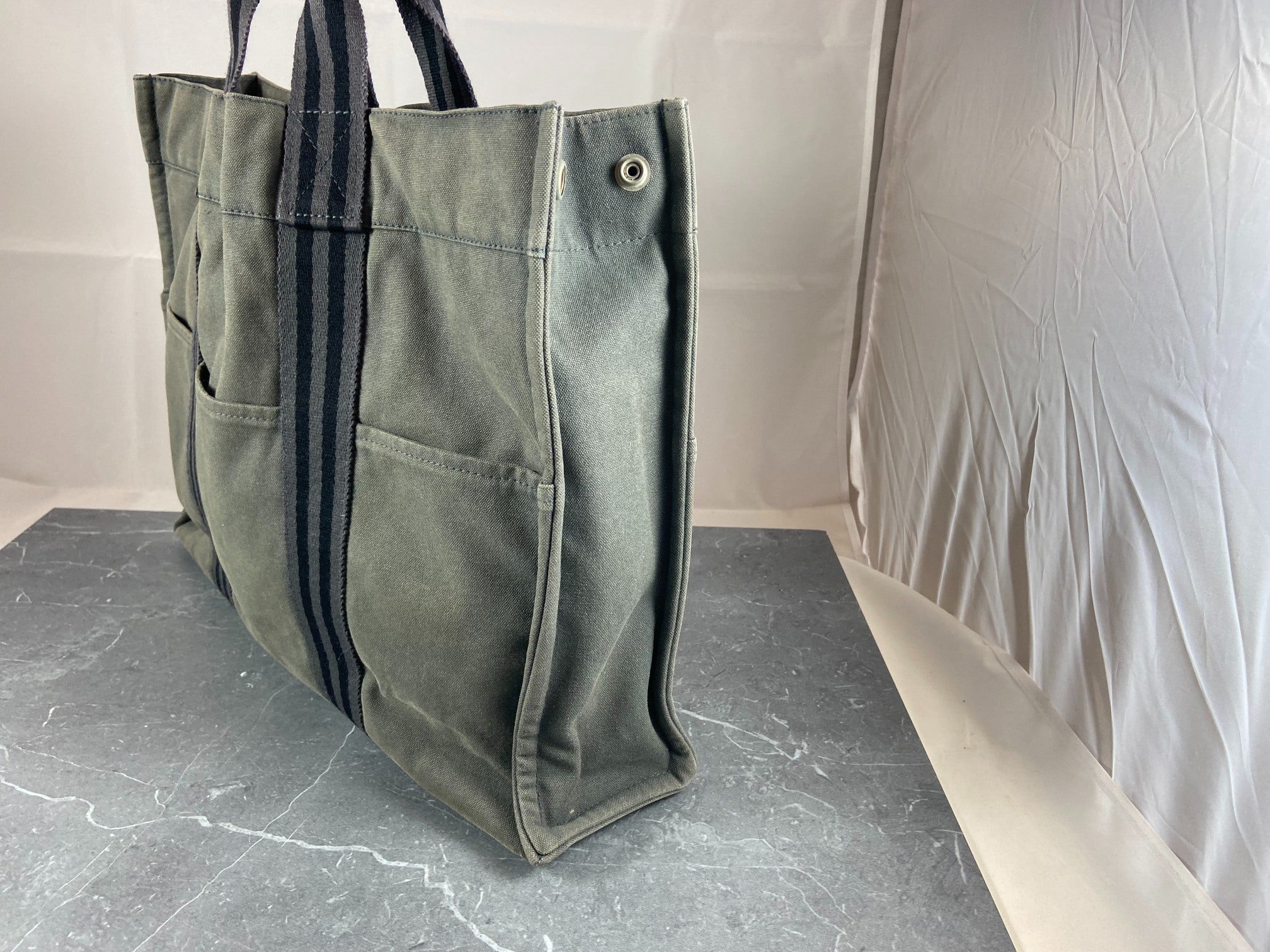 Hermès Fourre Tout MM Cotton Bag Grey