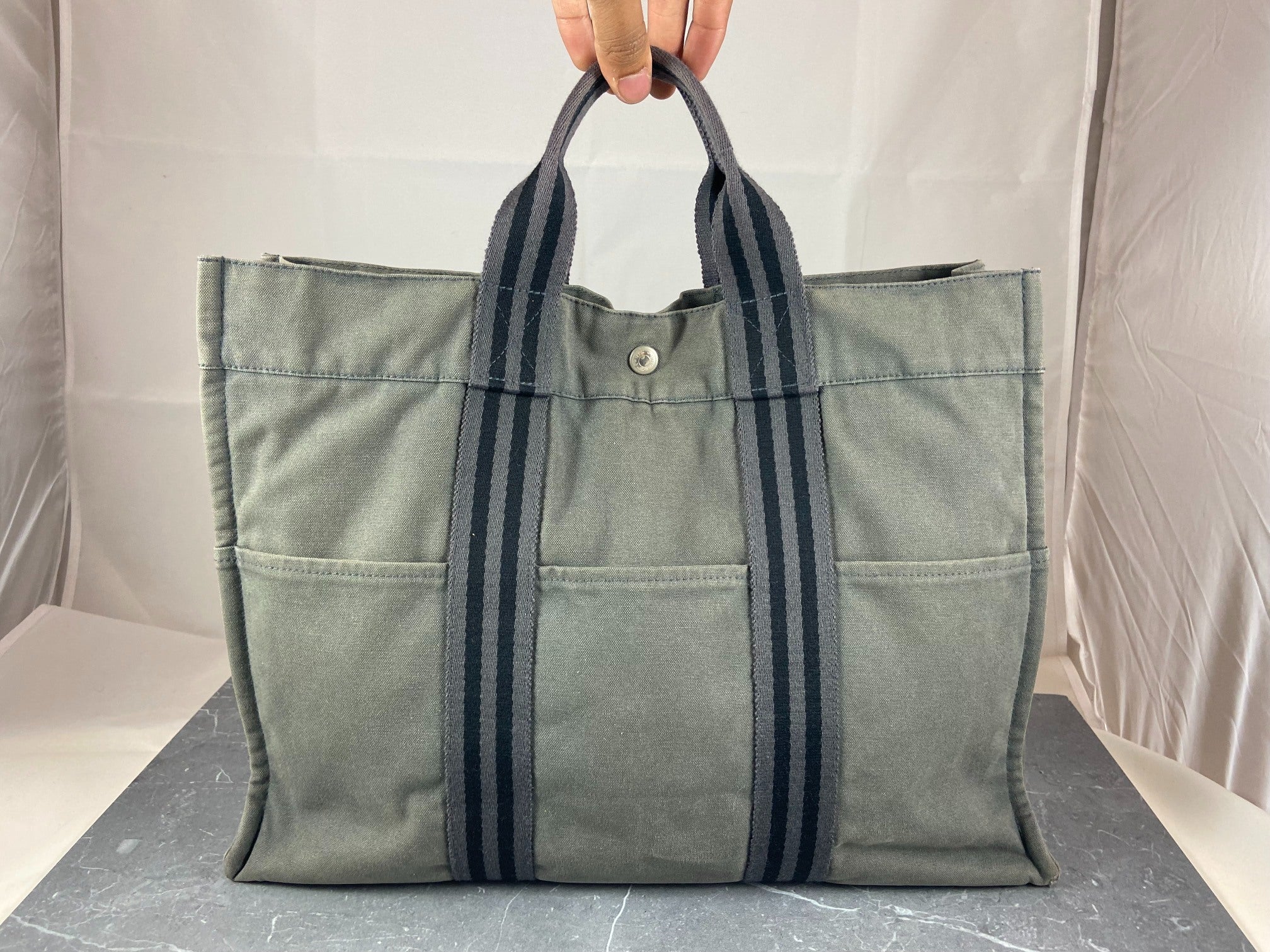 Hermès Fourre Tout MM Cotton Bag Grey