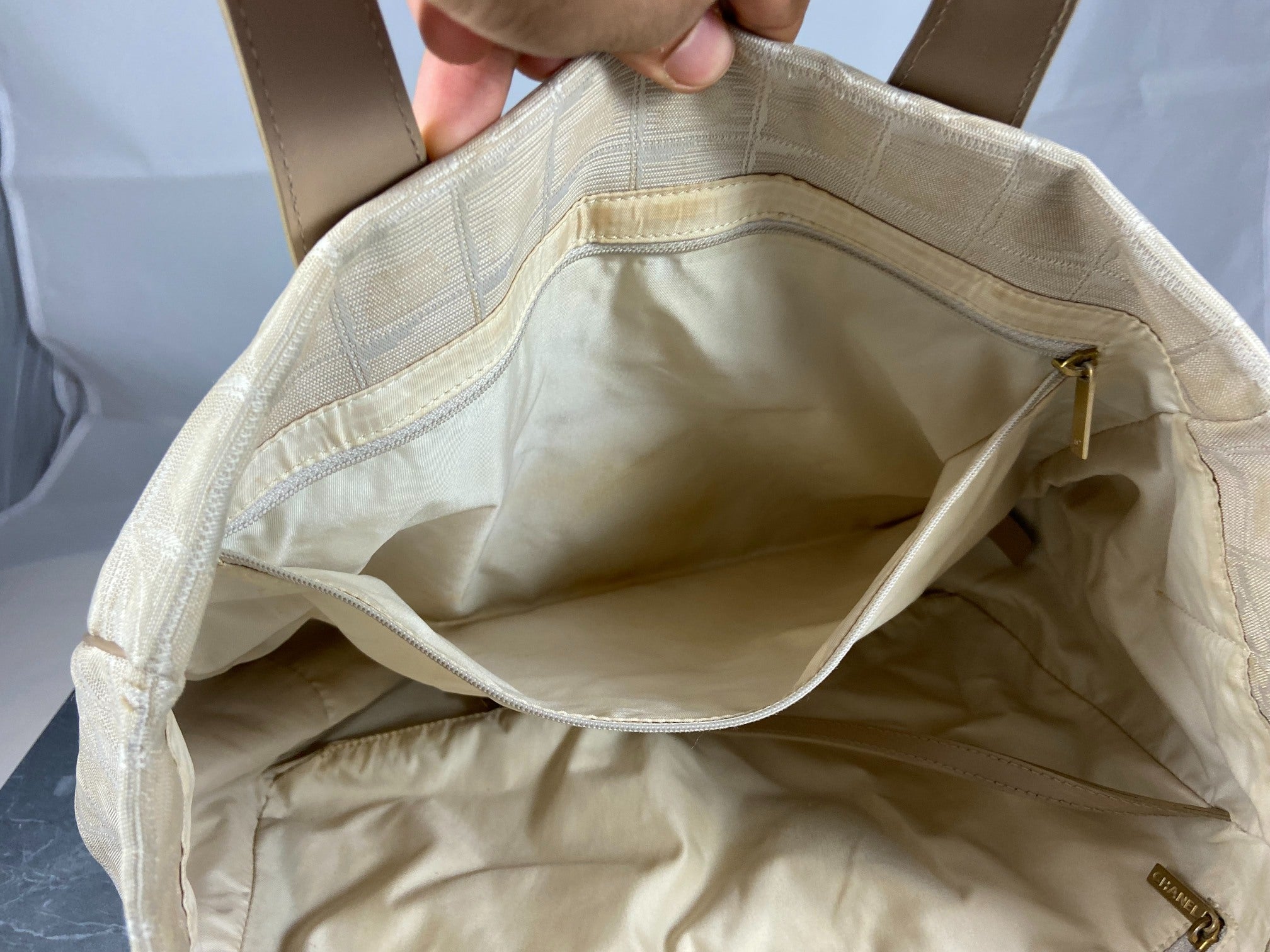 Chanel Travel Line Hand / Shoulder Bag Beige