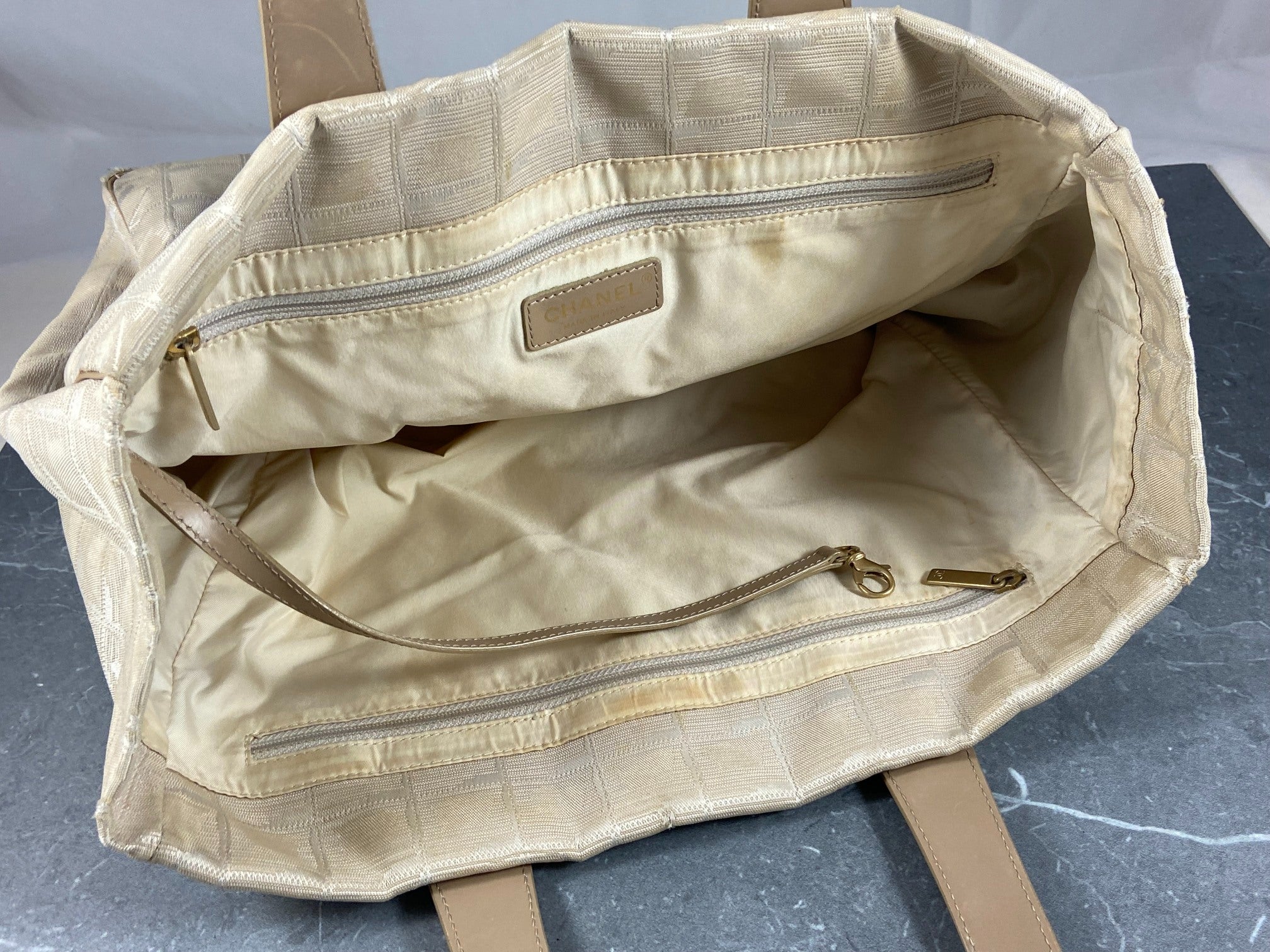 Chanel Travel Line Hand / Shoulder Bag Beige