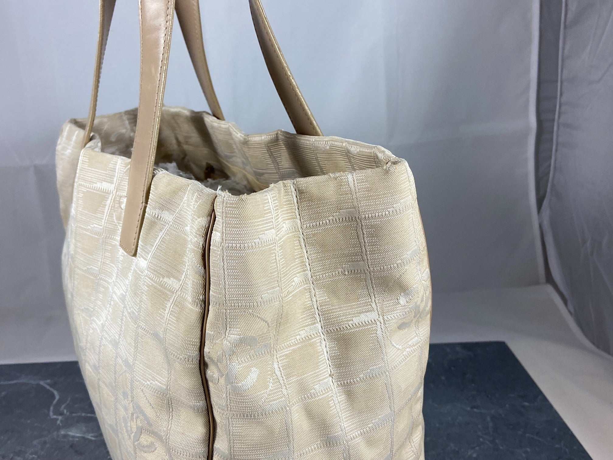 Chanel Travel Line Hand / Shoulder Bag Beige