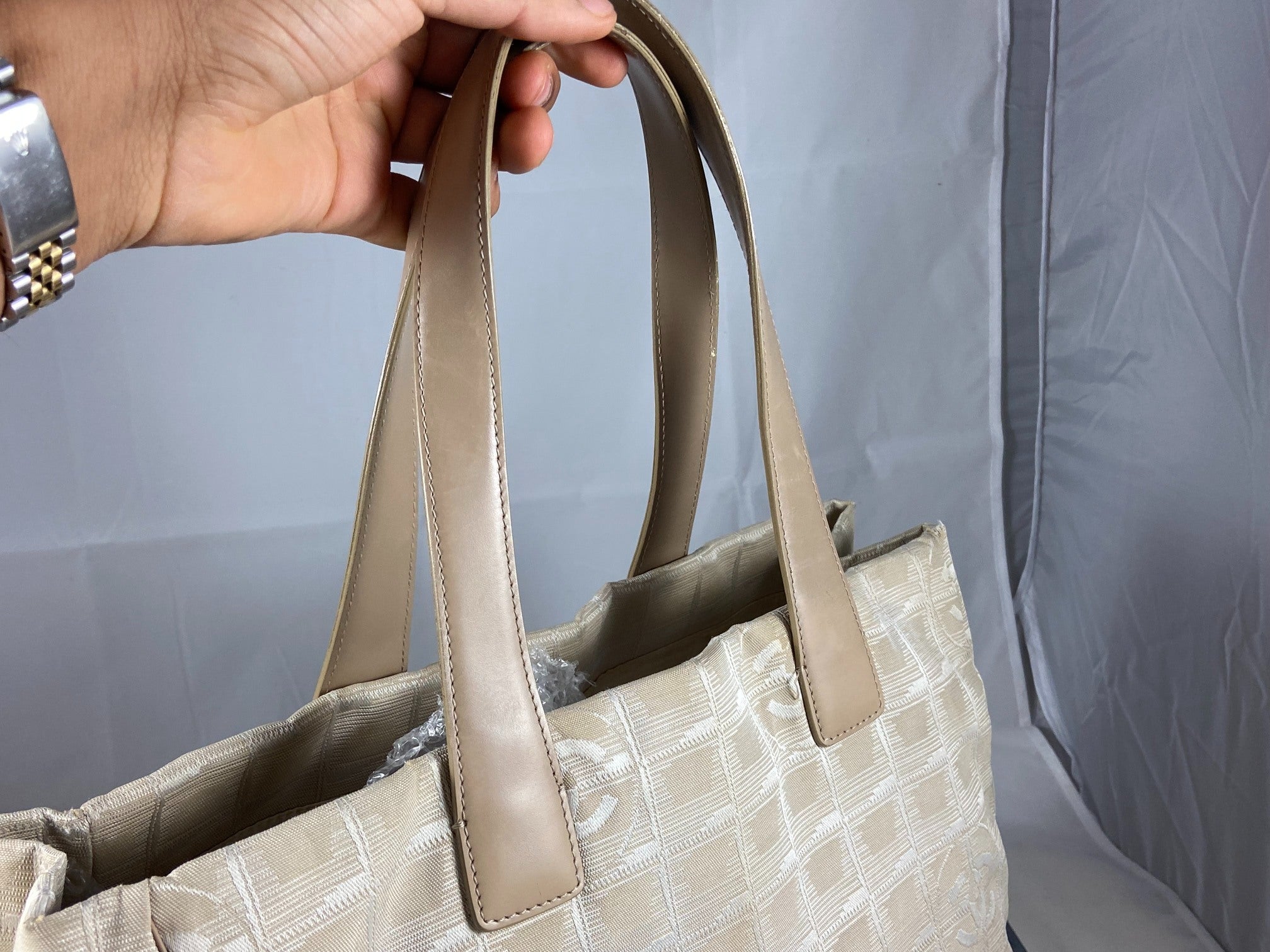 Chanel Travel Line Hand / Shoulder Bag Beige