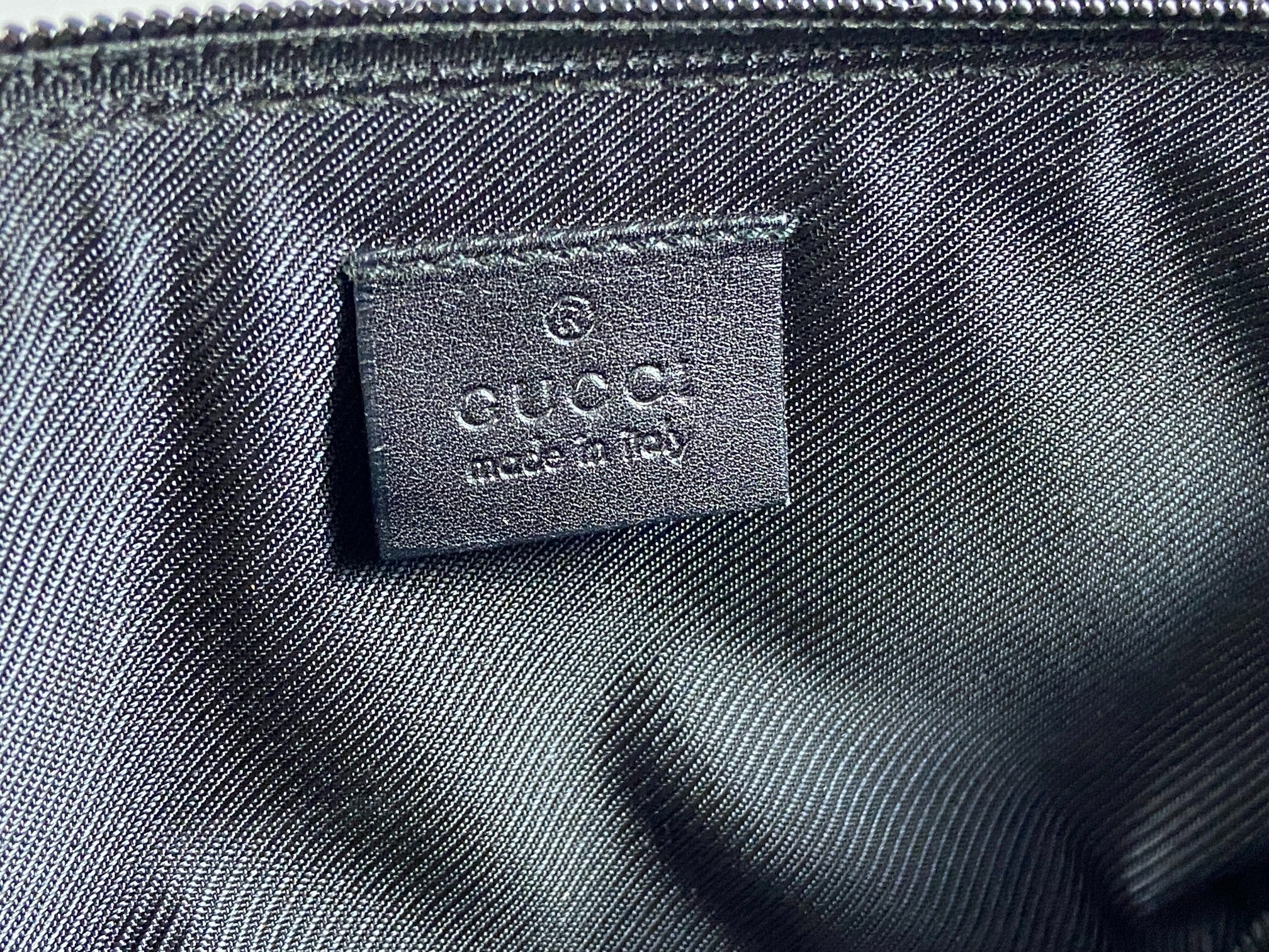 Gucci Banana Boat Accessory Pouch Black GG Monogram