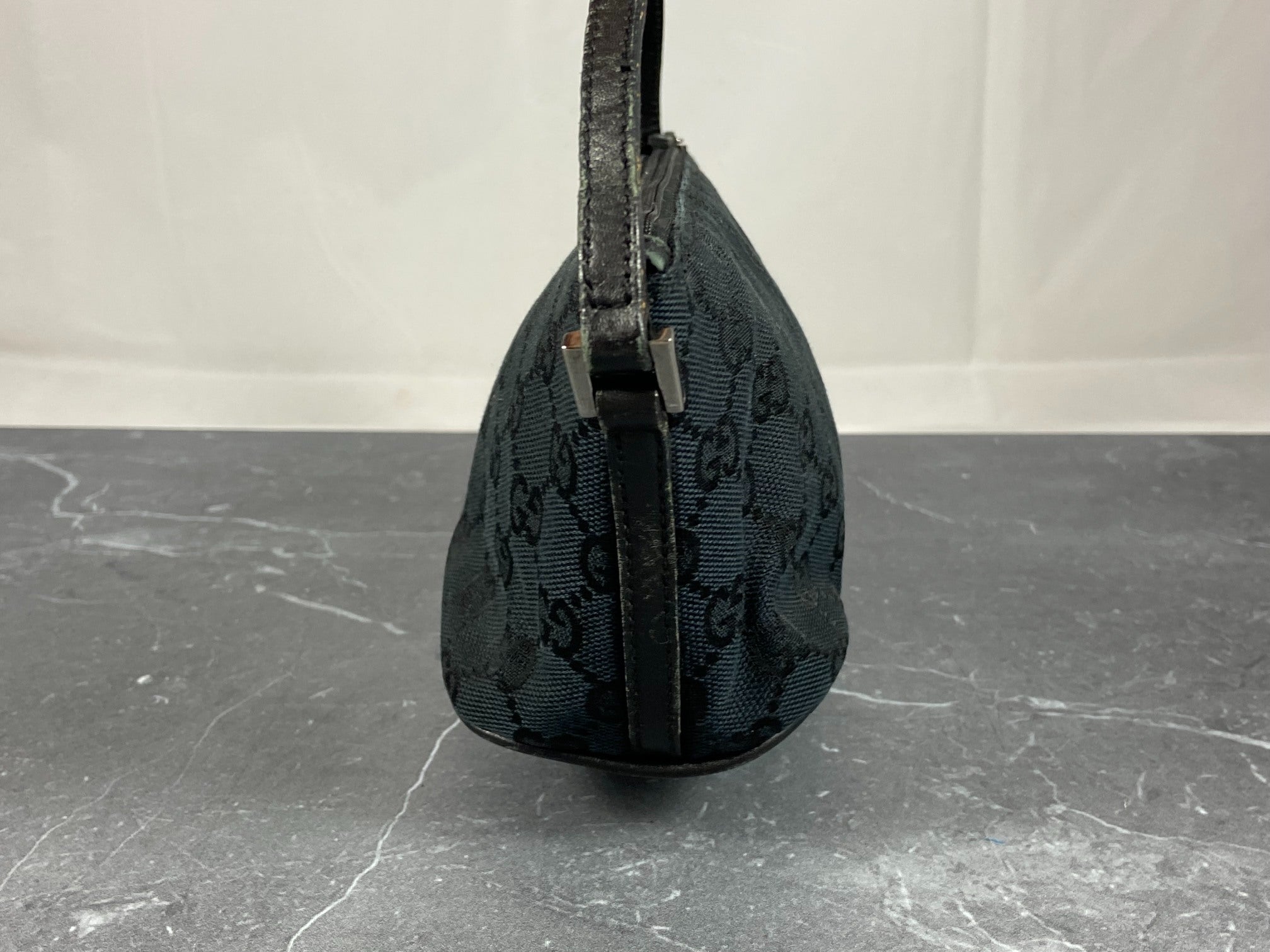 Gucci Banana Boat Accessory Pouch Black GG Monogram