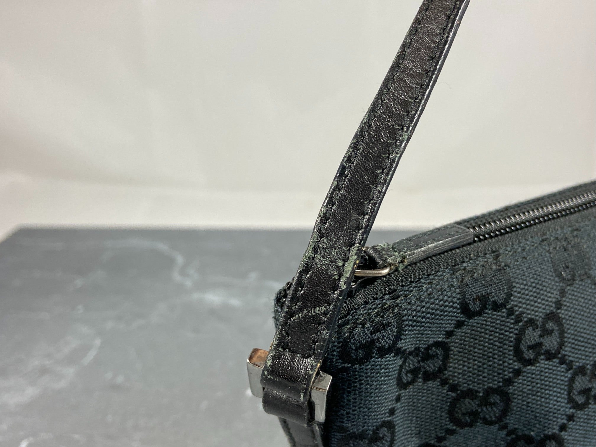 Gucci Banana Boat Accessory Pouch Black GG Monogram