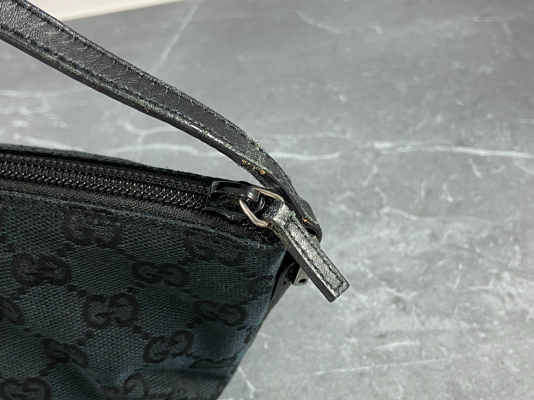 Gucci Banana Boat Accessory Pouch Black GG Monogram