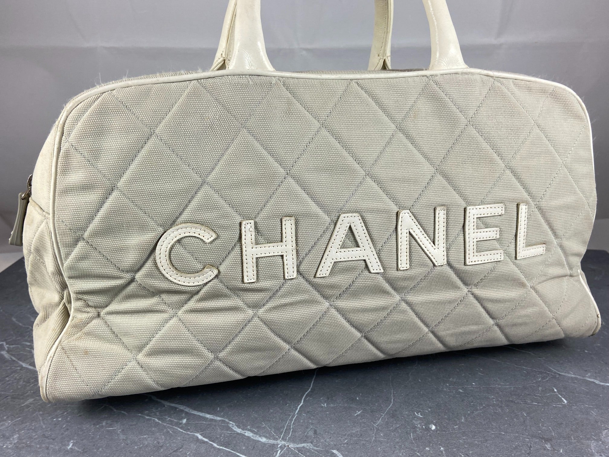 Chanel Bowling Bag Black Quilted Canvas
