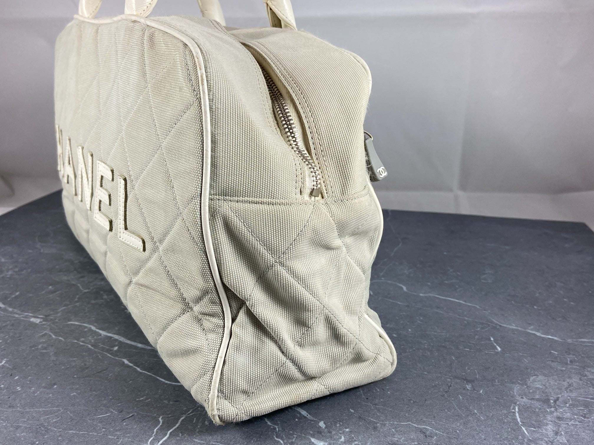 Chanel Bowling Bag Black Quilted Canvas