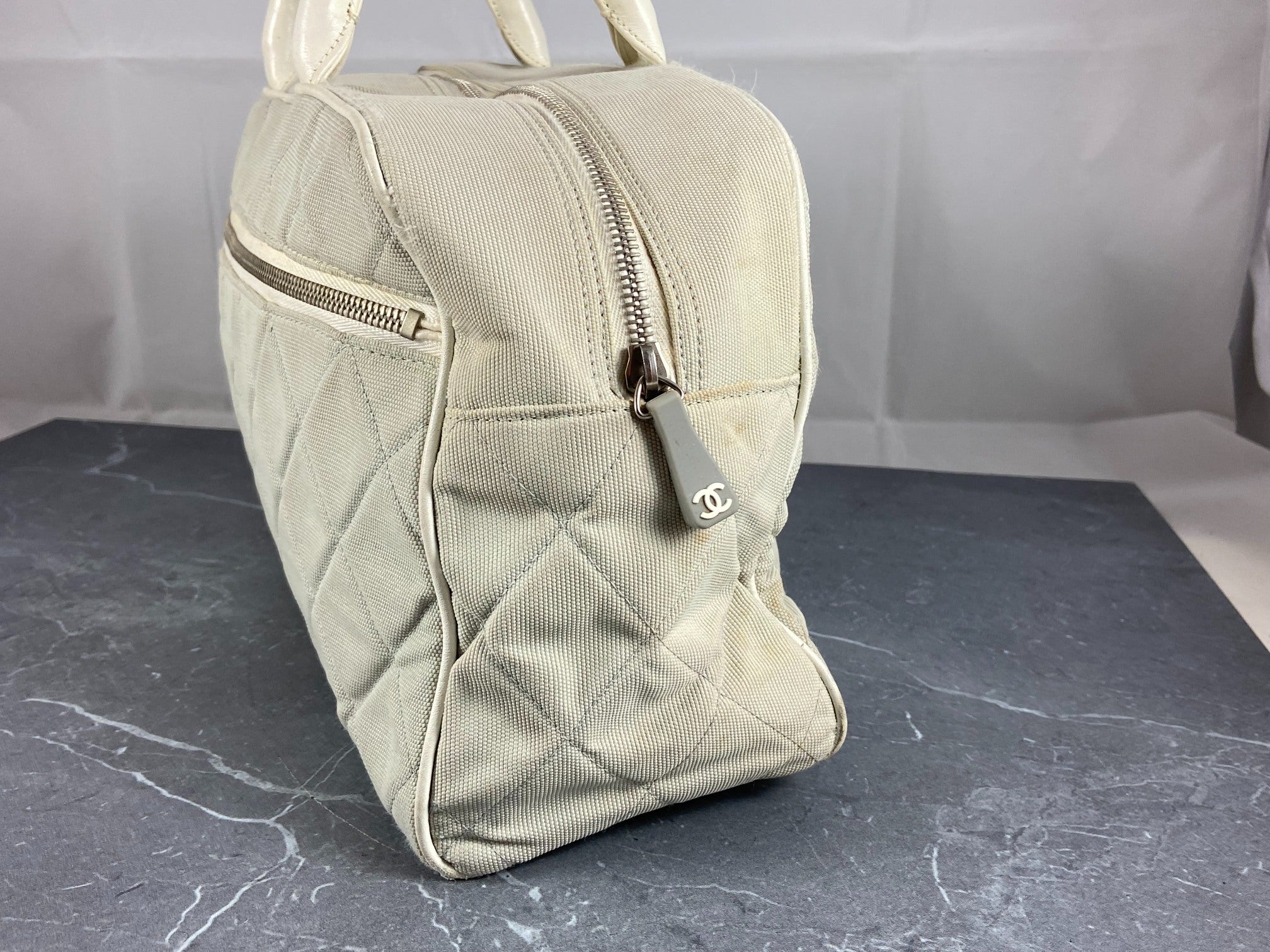 Chanel Bowling Bag Black Quilted Canvas