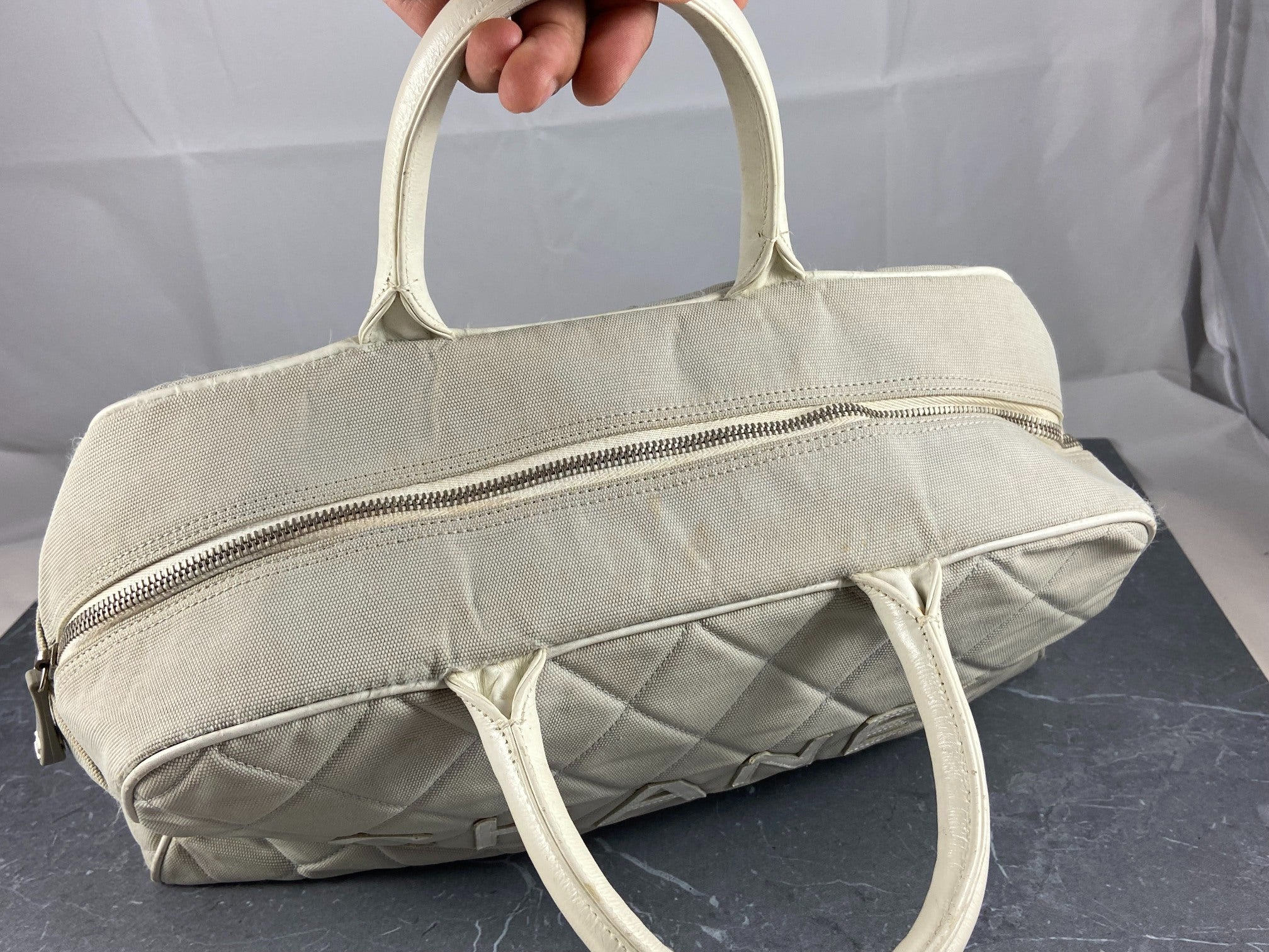 Chanel Bowling Bag Black Quilted Canvas