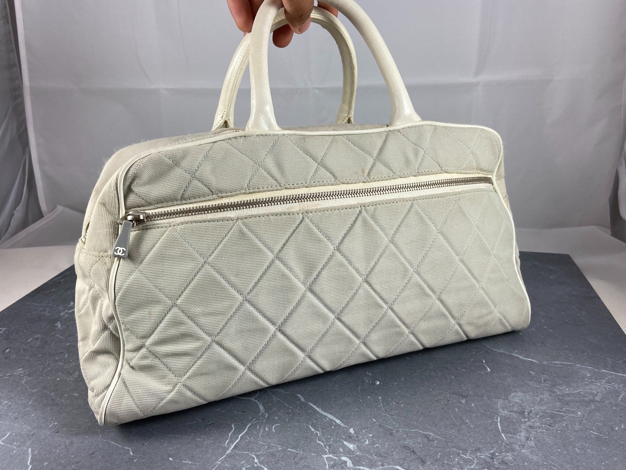 Chanel Bowling Bag Black Quilted Canvas