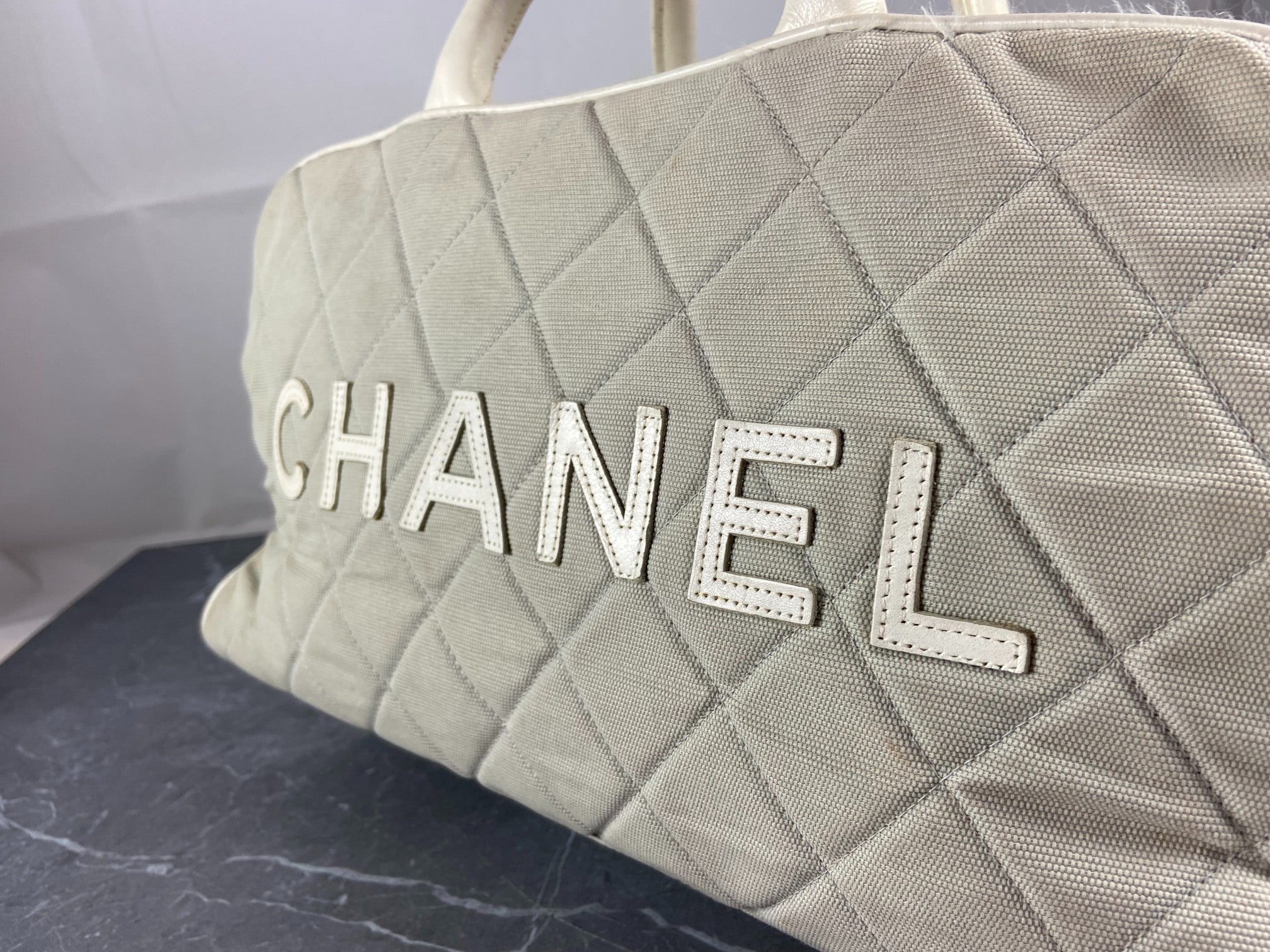 Chanel Bowling Bag Black Quilted Canvas