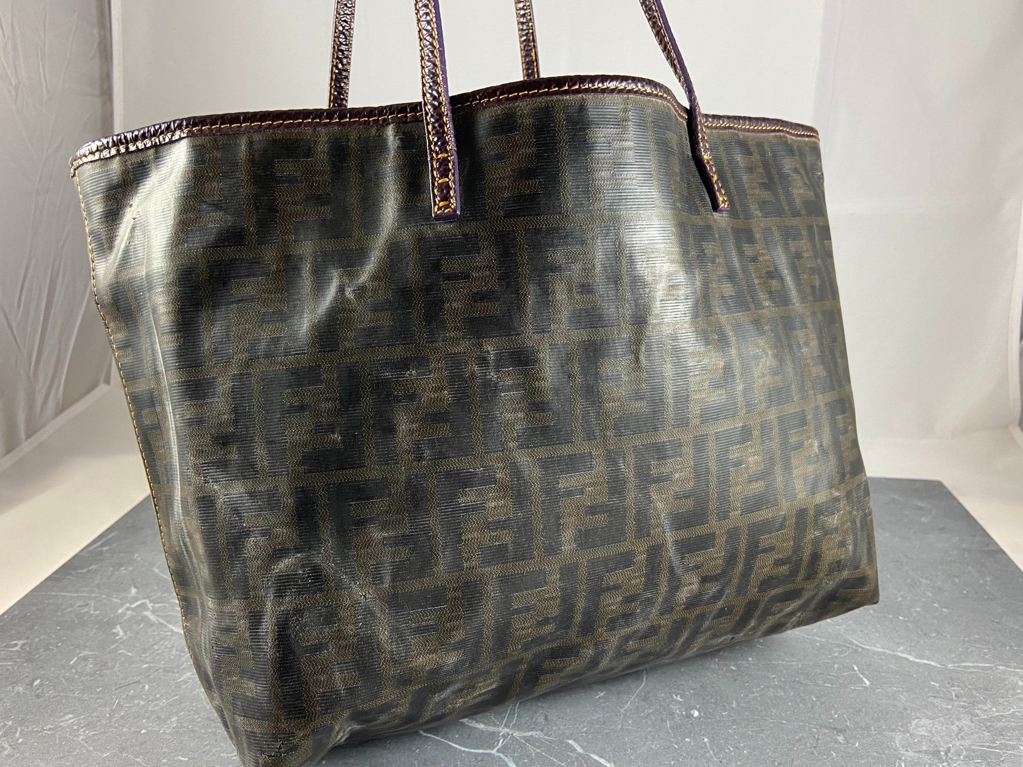 Fendi Hand / Shopper Bag Brown Zucca Coated Canvas
