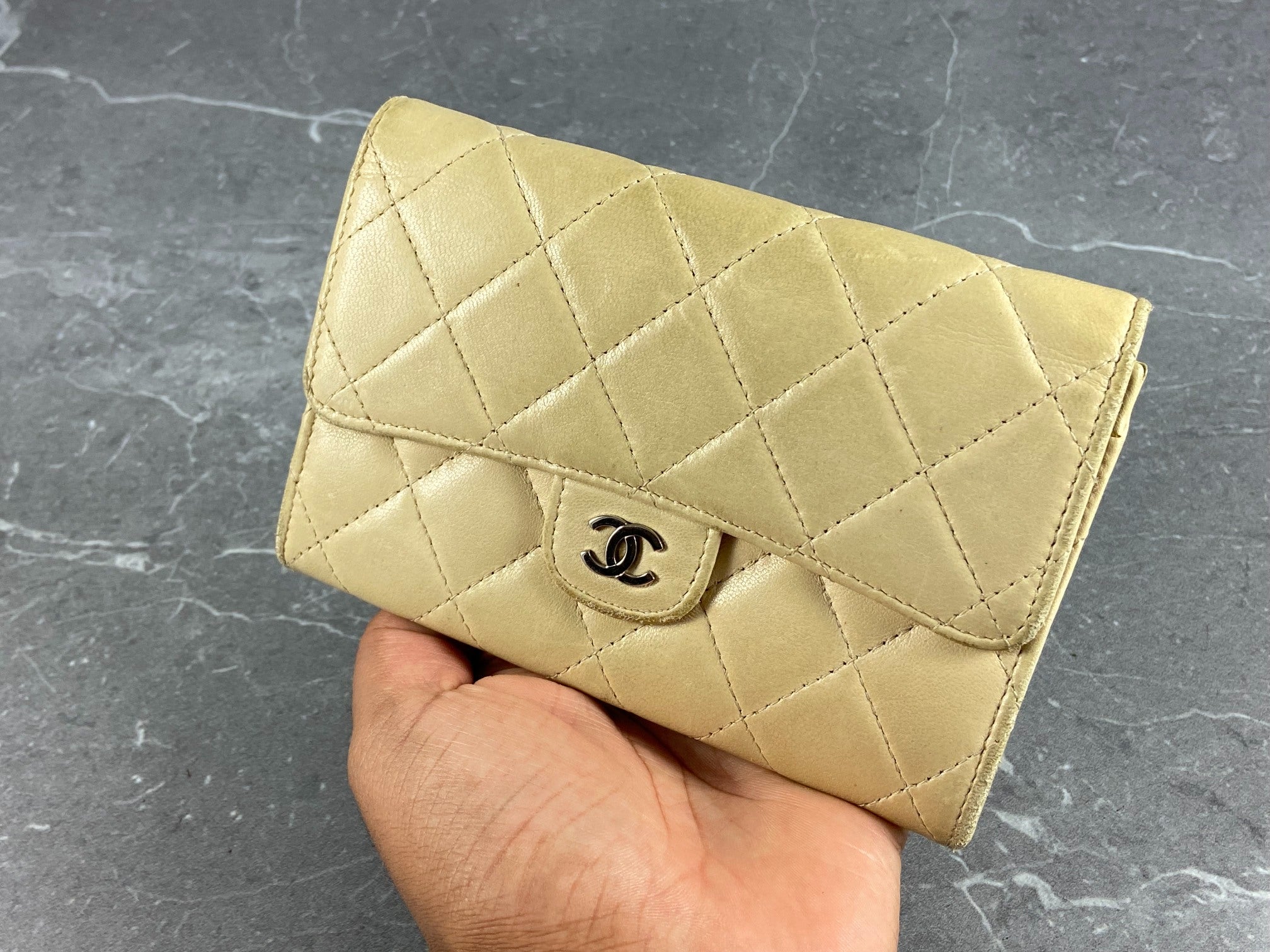 Chanel Timeless / Classic Matelasse Flap Wallet Black Leather