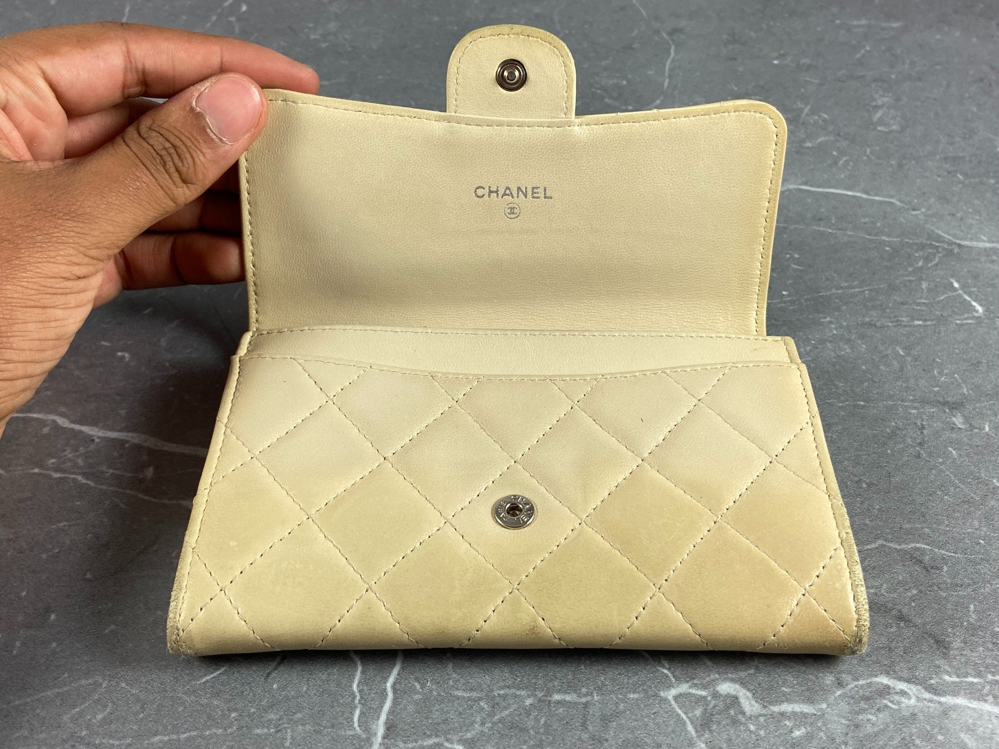 Chanel Timeless / Classic Matelasse Flap Wallet Black Leather