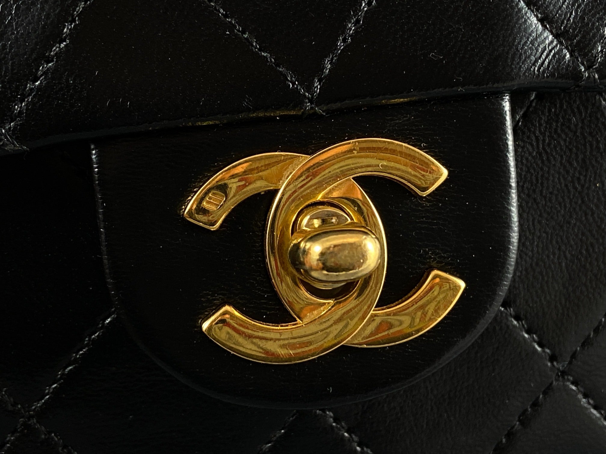 Chanel Timeless / Classique Mini Square Flap Bag Black Lambskin Quilted Matelasse Leather