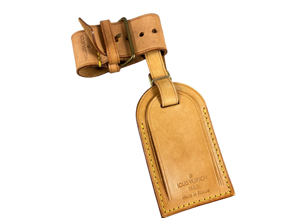 Louis Vuitton Luggage Tag & Handle Belt Beige Vachetta Leather