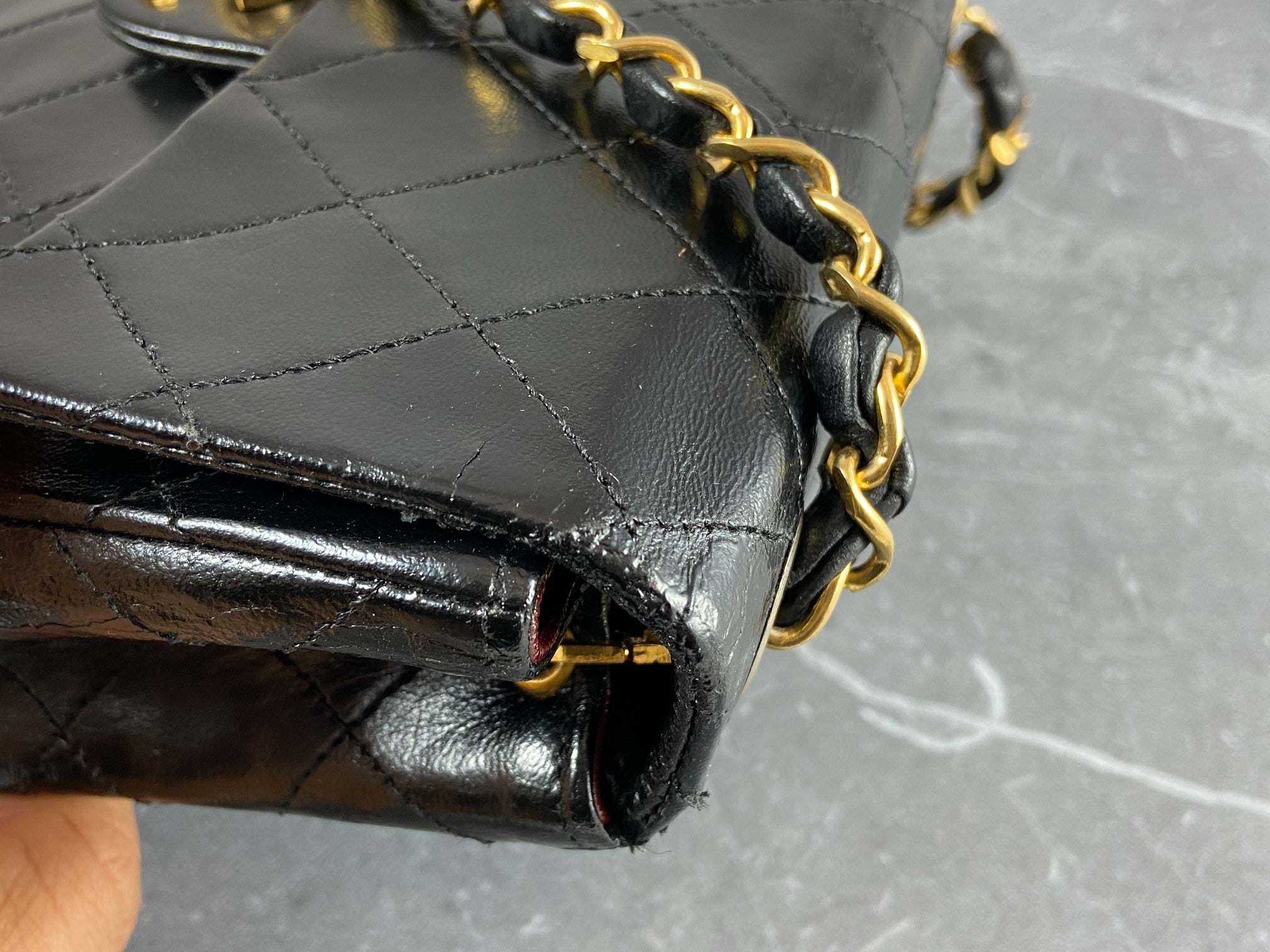 Chanel Timeless / Classique Mini Square Flap Bag Black Lambskin Quilted Matelasse Leather