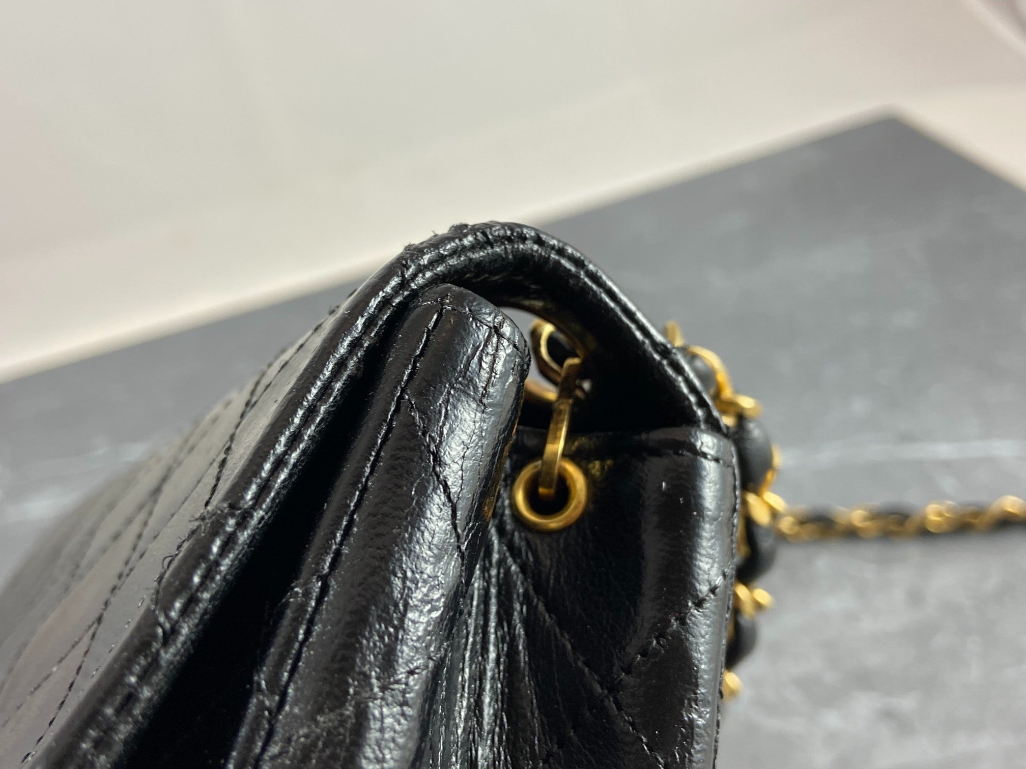 Chanel Timeless / Classique Mini Square Flap Bag Black Lambskin Quilted Matelasse Leather