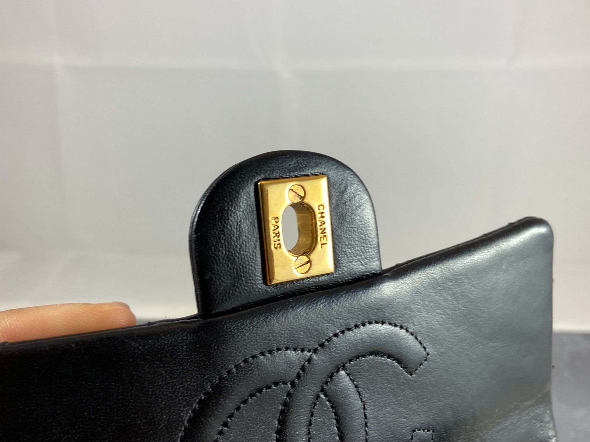 Chanel Timeless / Classique Mini Square Flap Bag Black Lambskin Quilted Matelasse Leather