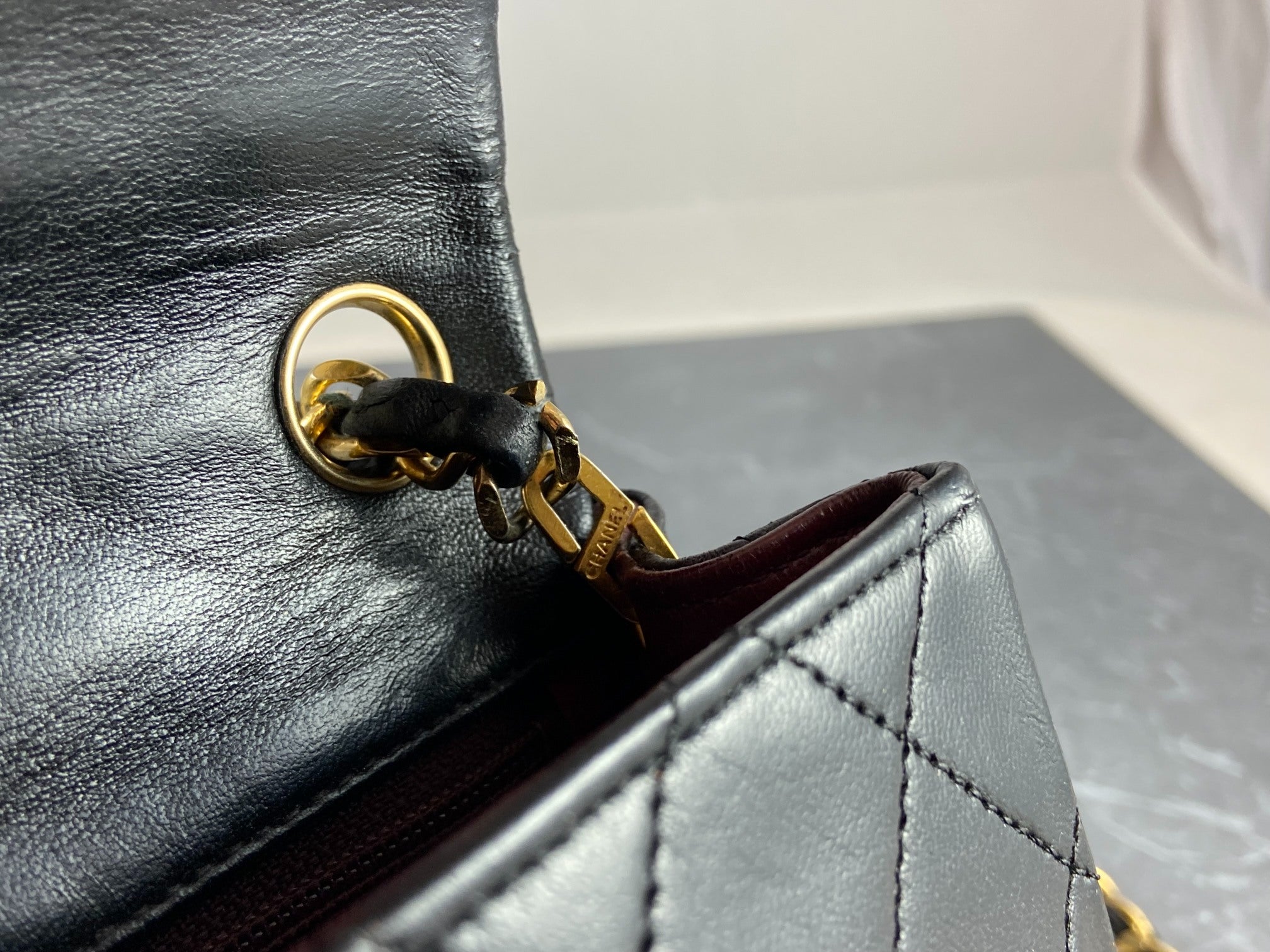 Chanel Timeless / Classique Mini Square Flap Bag Black Lambskin Quilted Matelasse Leather