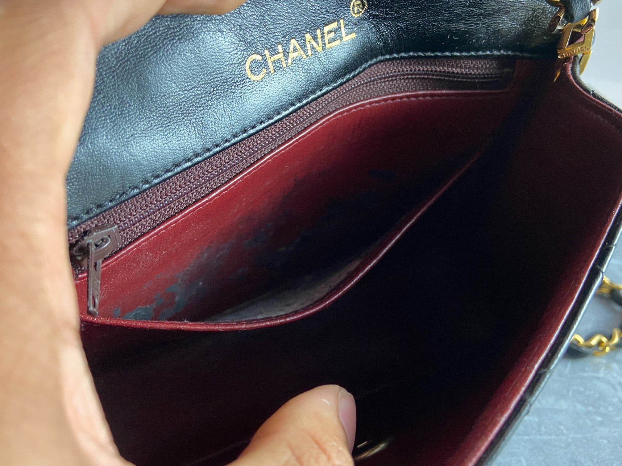 Chanel Timeless / Classique Mini Square Flap Bag Black Lambskin Quilted Matelasse Leather