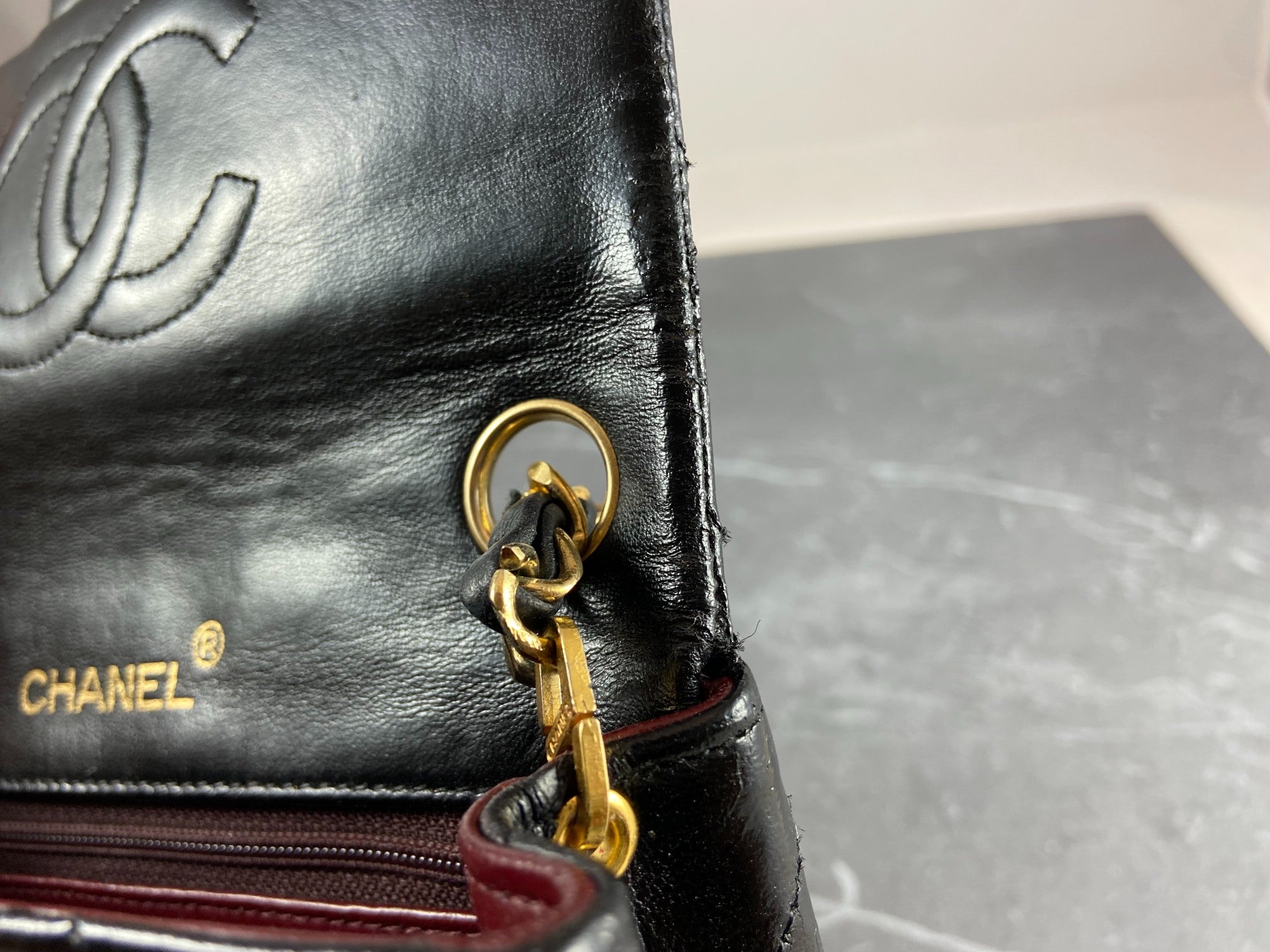 Chanel Timeless / Classique Mini Square Flap Bag Black Lambskin Quilted Matelasse Leather